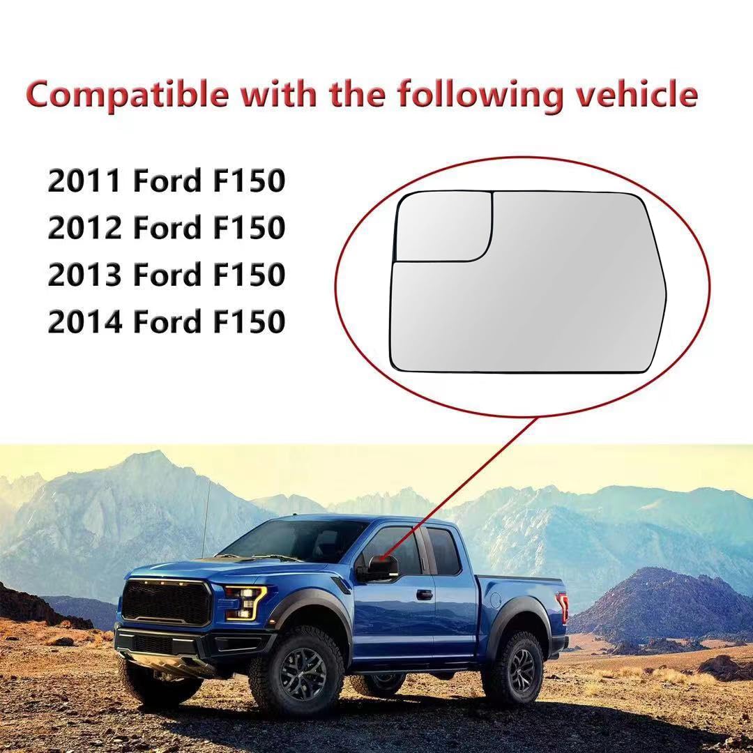 Left Driver Side Heated Mirror Glass Replacement For 2011 2012 2013 2014 Ford F150 Driver Side Mirror - for Ford F150 Side Mirro