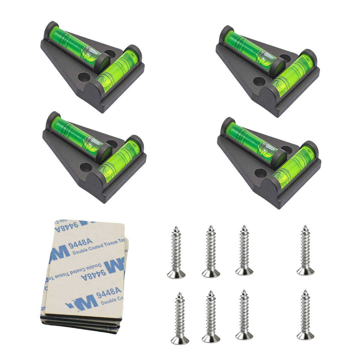 4Pcs RV Levelers, Leveling Accessories T Level for RV Camper Travel Trailer Motorhome Camping with Stickers & Screws