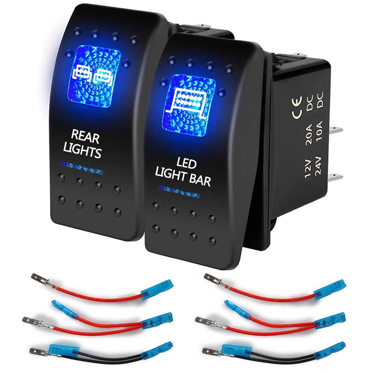 Xislet 3-Pin/Blue Utv Led Rocker Switches Compatible With Polaris Rzr Ranger 570-1000 Xp Sxs Maverick X3 Pioneer Atv Golf Cart R
