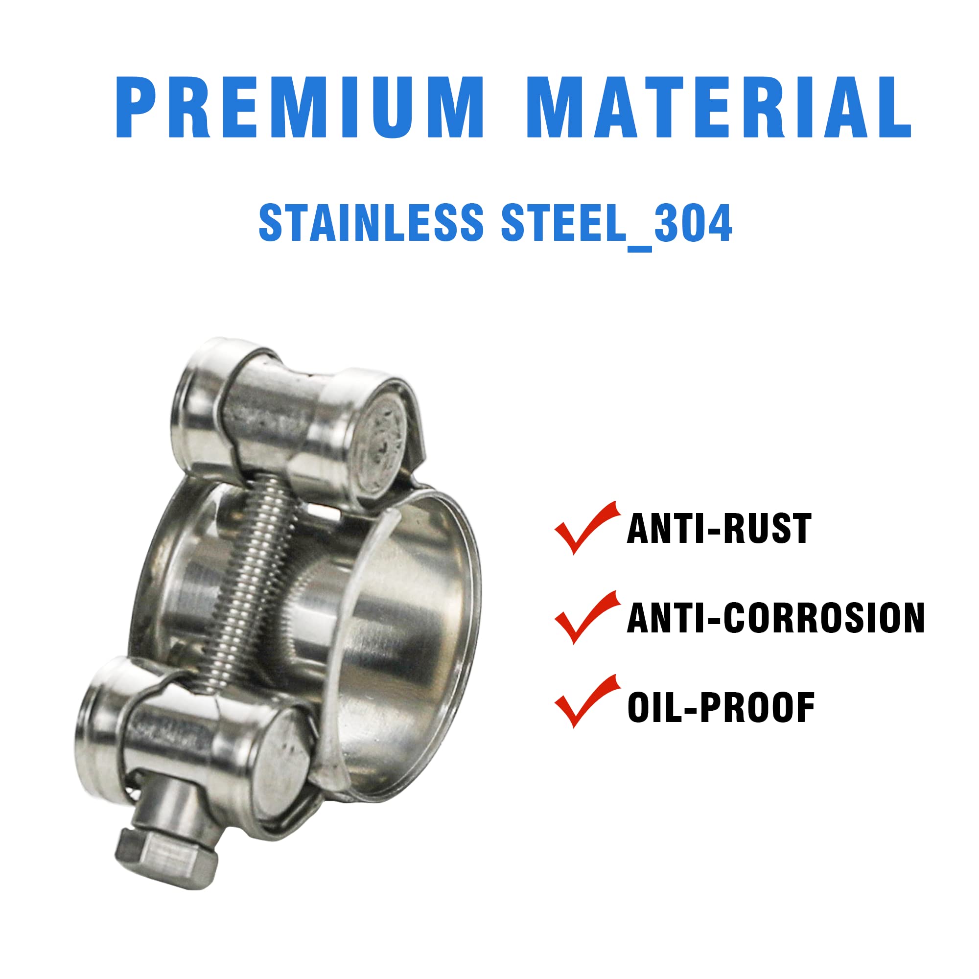 Peromi 4 Pack 26-28Mm T-Bolt Hose Clamp,Stainless Steel_304Intercooler Pipe Tube Clamps,Turbo Pipe Clamps,Clamp Adjustable Range