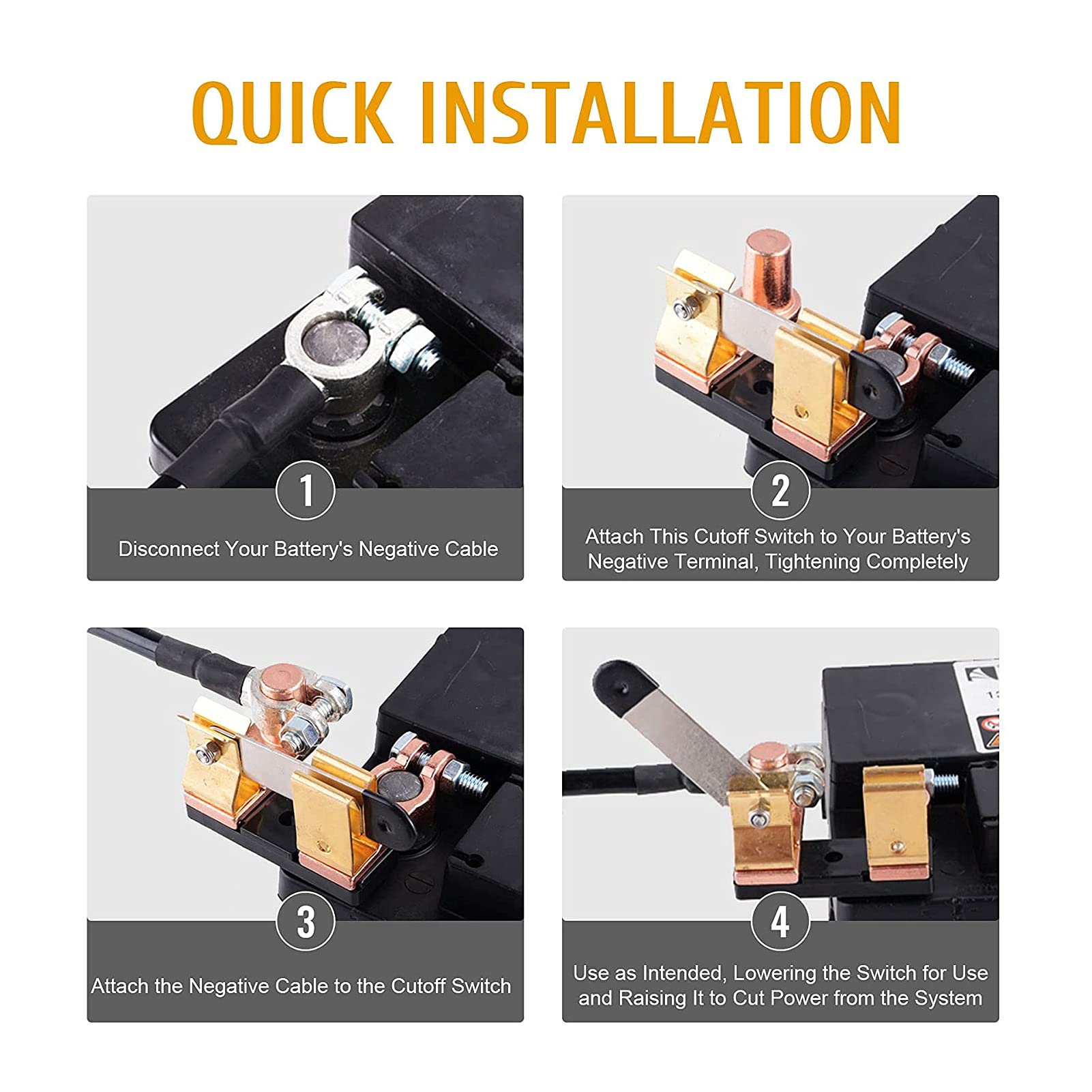 GOGONFLY Master Battery Disconnect Switch, Heavy Duty Knife Blade 12V 24V Battery Cut Off Switch, Top Post Battery Power Shut Of