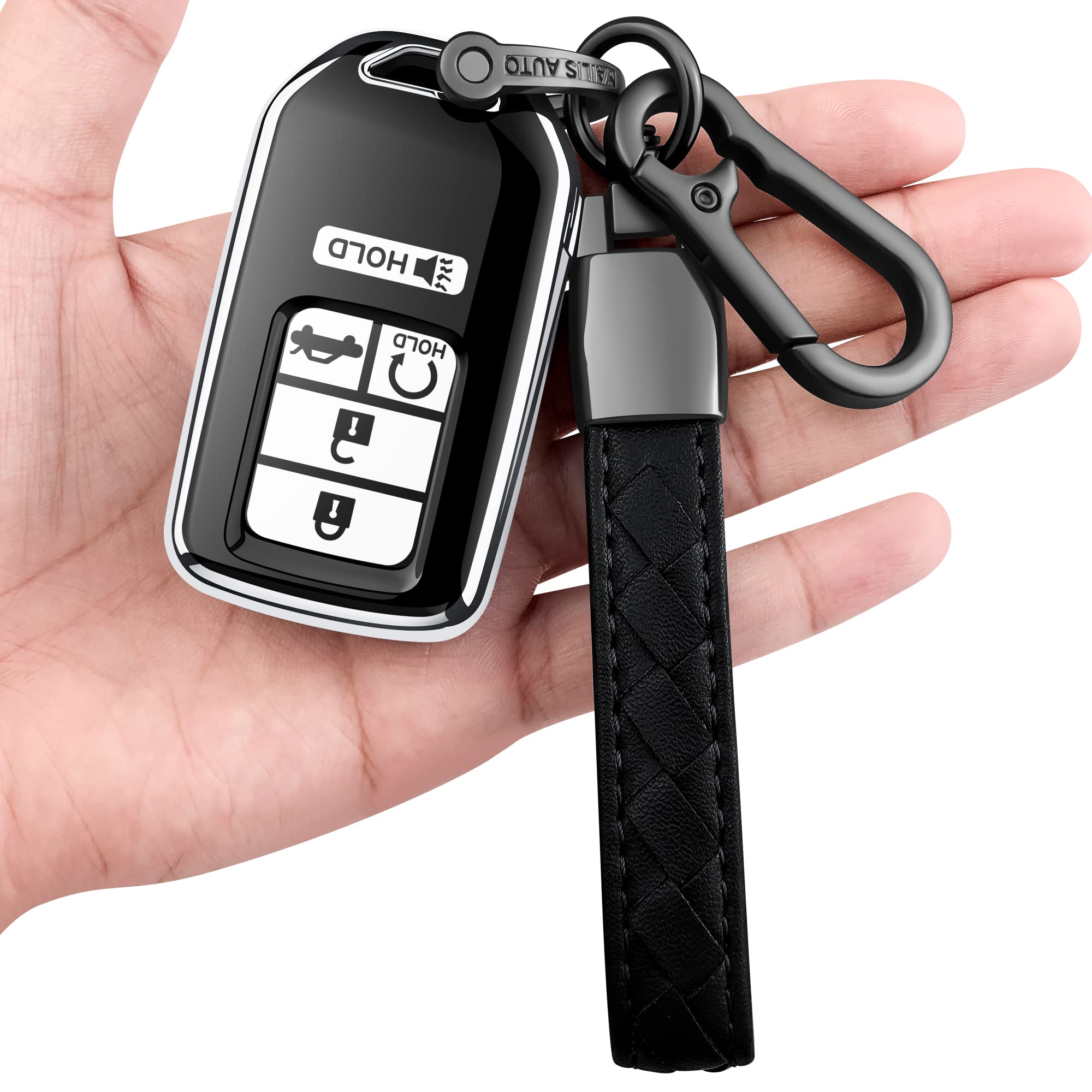 Sindeda For Honda Key Fob Cover With Leather Keychain,Soft Tpu Full Cover Protection,Key Fob Case Compatible Honda Accord Civic