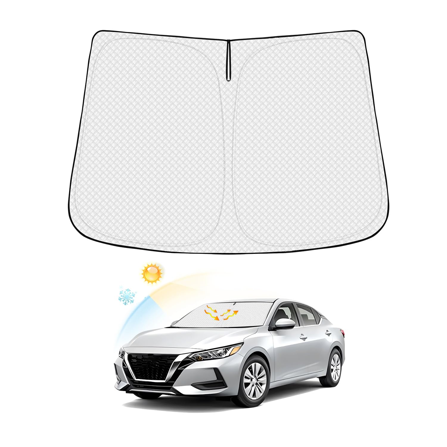 Canvcle Windshield Sun Shade For 2020-2024 2025 Nissan Sentra Accessories Thicken 6-Layer Foldable Front Window Sunshade Cover S
