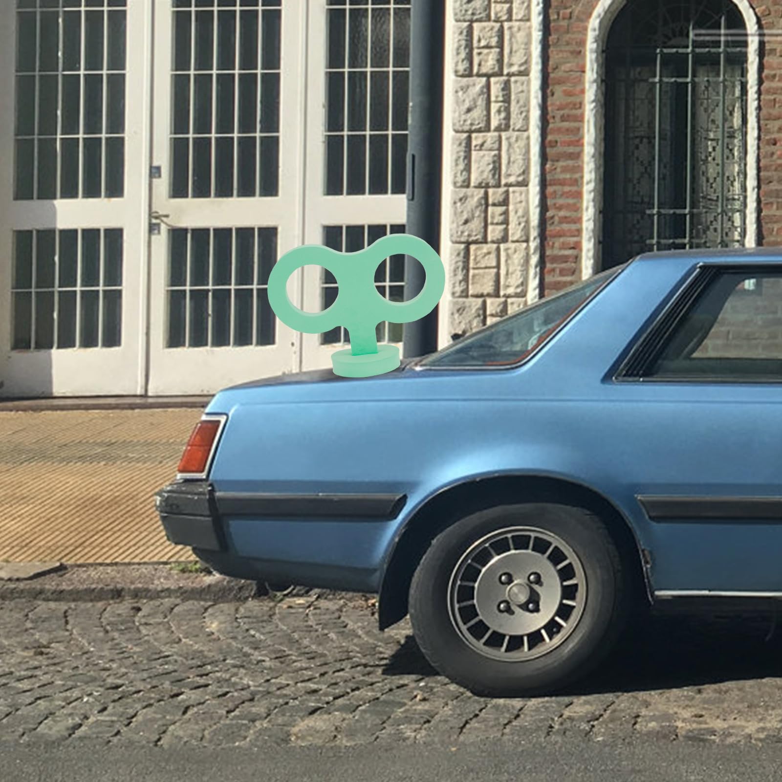 COGEEK Mint Green 3D Car Decal, EVA Material Wind Up Key Sticker for Back of Car Roof Decoration