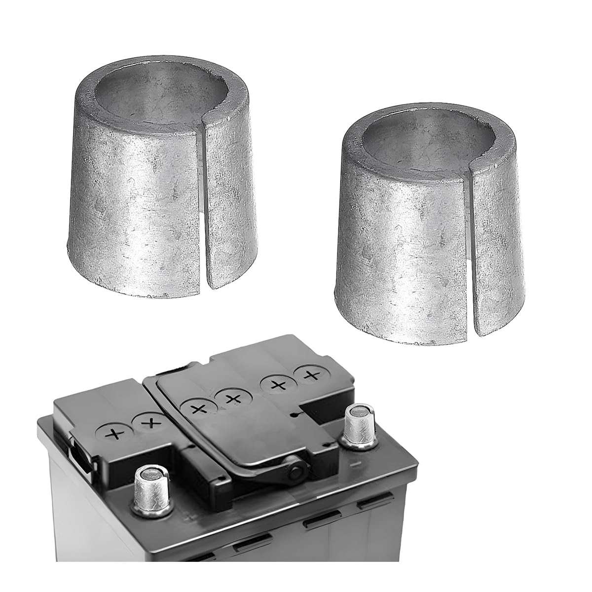 AUCELI Car Battery Post Shims, 2PCS Pure Lead Anode Cathode Vehicle Terminal Sleeves, Automotive Batteryterminal Positive Negati