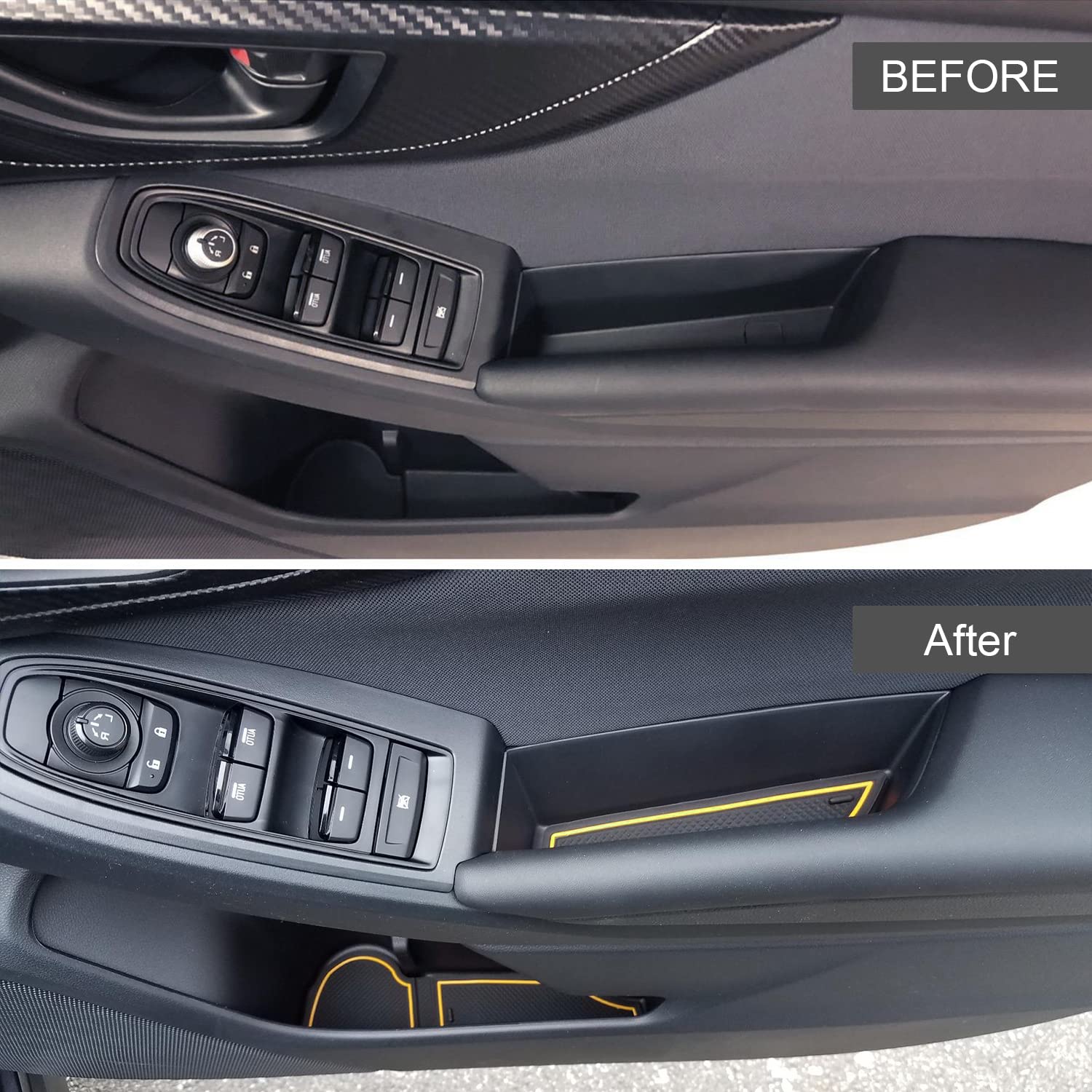 Mochent Cup Holder Insert For Subaru Crosstrek 2023 2022 2021 2020 2019 2018 And For Subaru Impreza 2017-2023 Center Console Mat Non-Slip Door Pocket Liners Interior Accessories (Yellow)