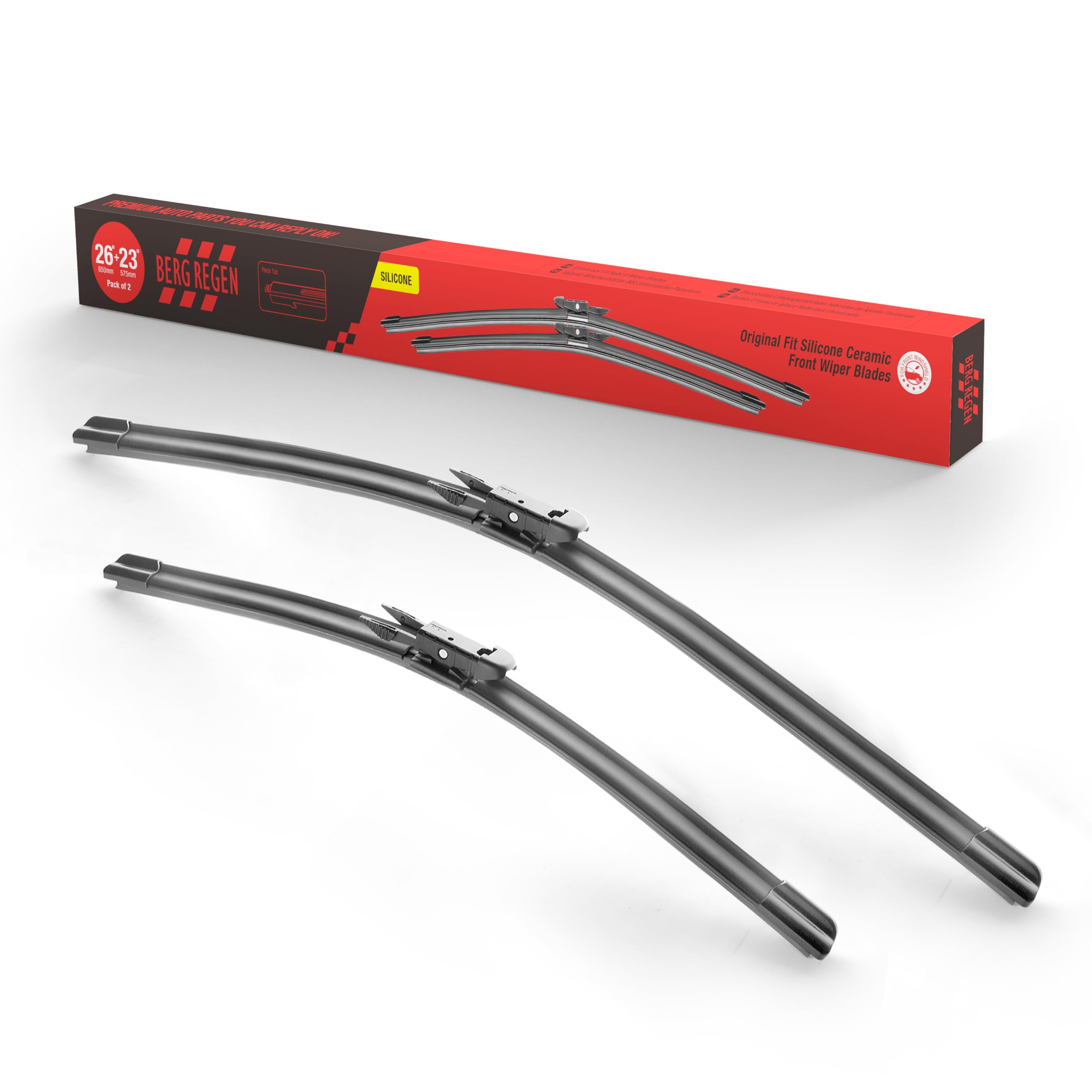 Berg Regen 26''+23'' Silicone Windshield Wiper Blades Set Replacement For Toyota Tundra 2020-2007 Toyota Sequoia 2022-2008-Origi