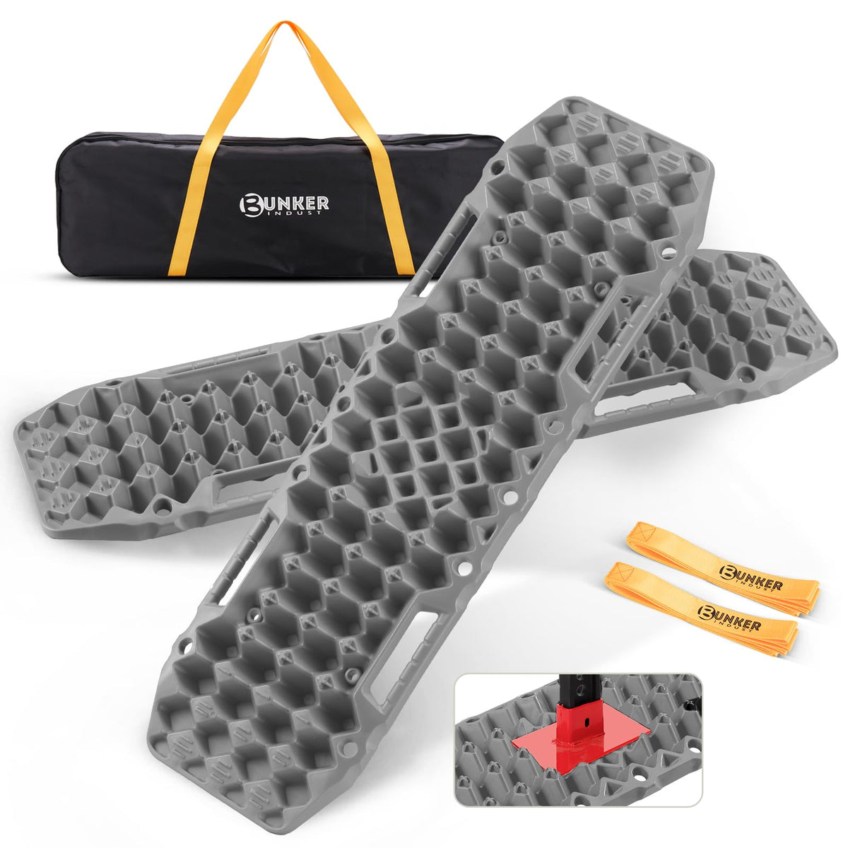 Bunker Indust Off-Road Traction Boards With Jack Base, Pair Recovery Tracks 4X4 Jeep Truck Tire Traction Mat With Bag - Sand,Mud