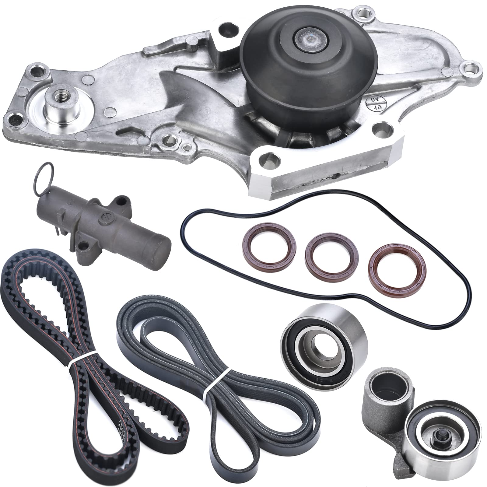 Timing Belt Kit With Water Pump Compatible With 2003-2018 Honda Accord Crosstour Odyssey Pilot Ridgeline Mdx Rdx Rl Tl Tsx Zdx Saturn Vue 3.0L 3.5L 3.7L Replaces Tkh002 Tckwp329 19200-Rdv-J01
