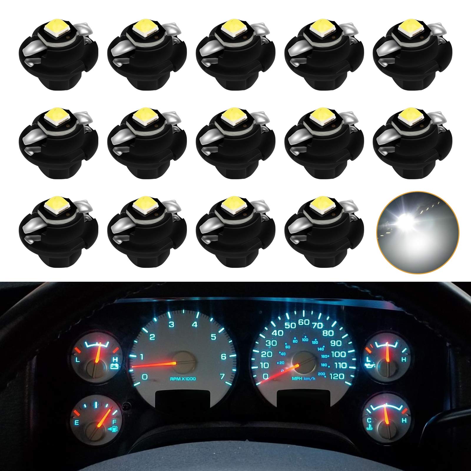 Mbuydiy White Led Lights Bulbs For Instrument Gauge Cluster Panel Speedometer Compatible With 2002-2006 Dodge Ram 1500 2500 3500 Pickup Truck
