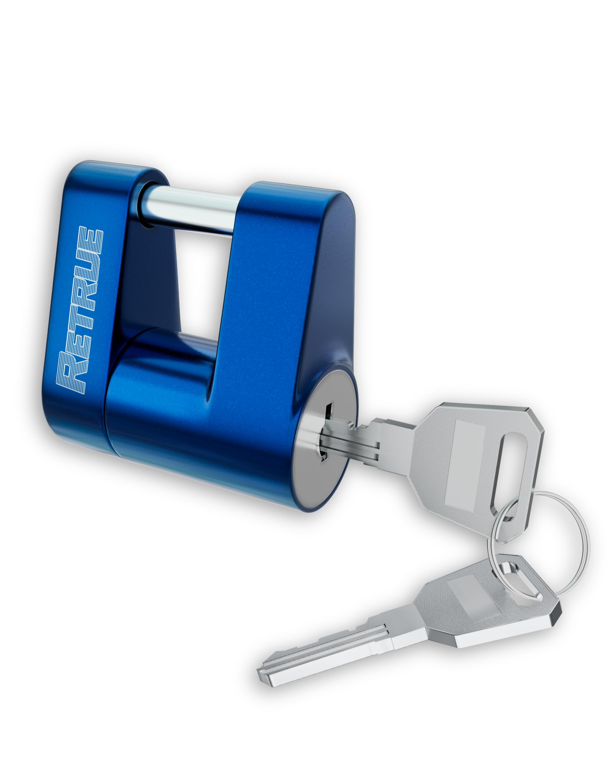 RETRUE Trailer Tongue Coupler Lock, Trailer Hitch Lock,Dia 1/4 Inch, 3/4 Inch Span for Tow Boat RV Truck Cars Coupler, Blue