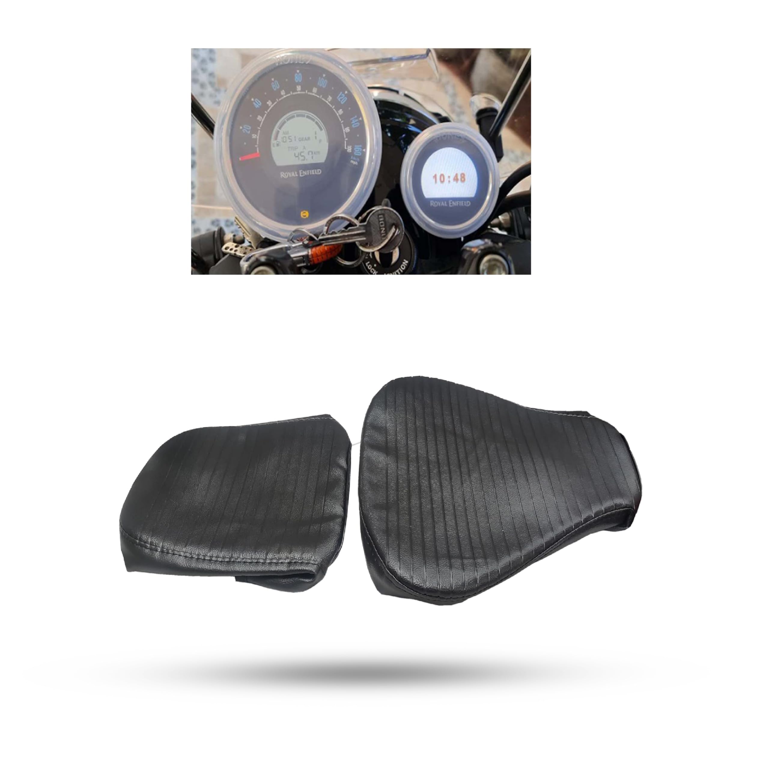 R.J.VON  Rexine Soft Seat Cover Waterproof with Meter Cap Compatible with RE Meteor 350