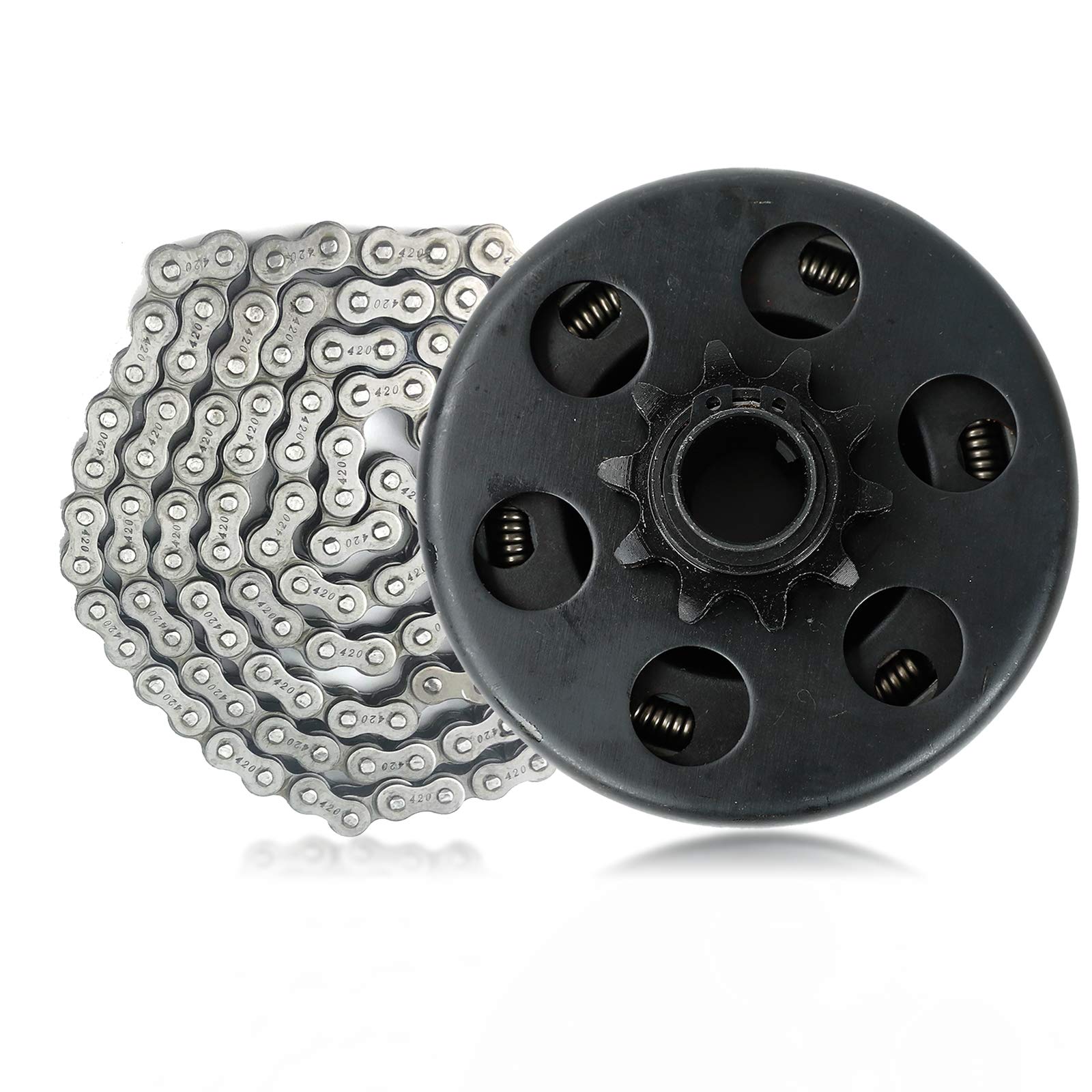 3/4'' Bore 10 Tooth Centrifugal Go Kart Engine Clutch With 5 Feet #40/41/420 Chain For 2-6.5Hp, Up To7Hp Small Engines, Honda Gc