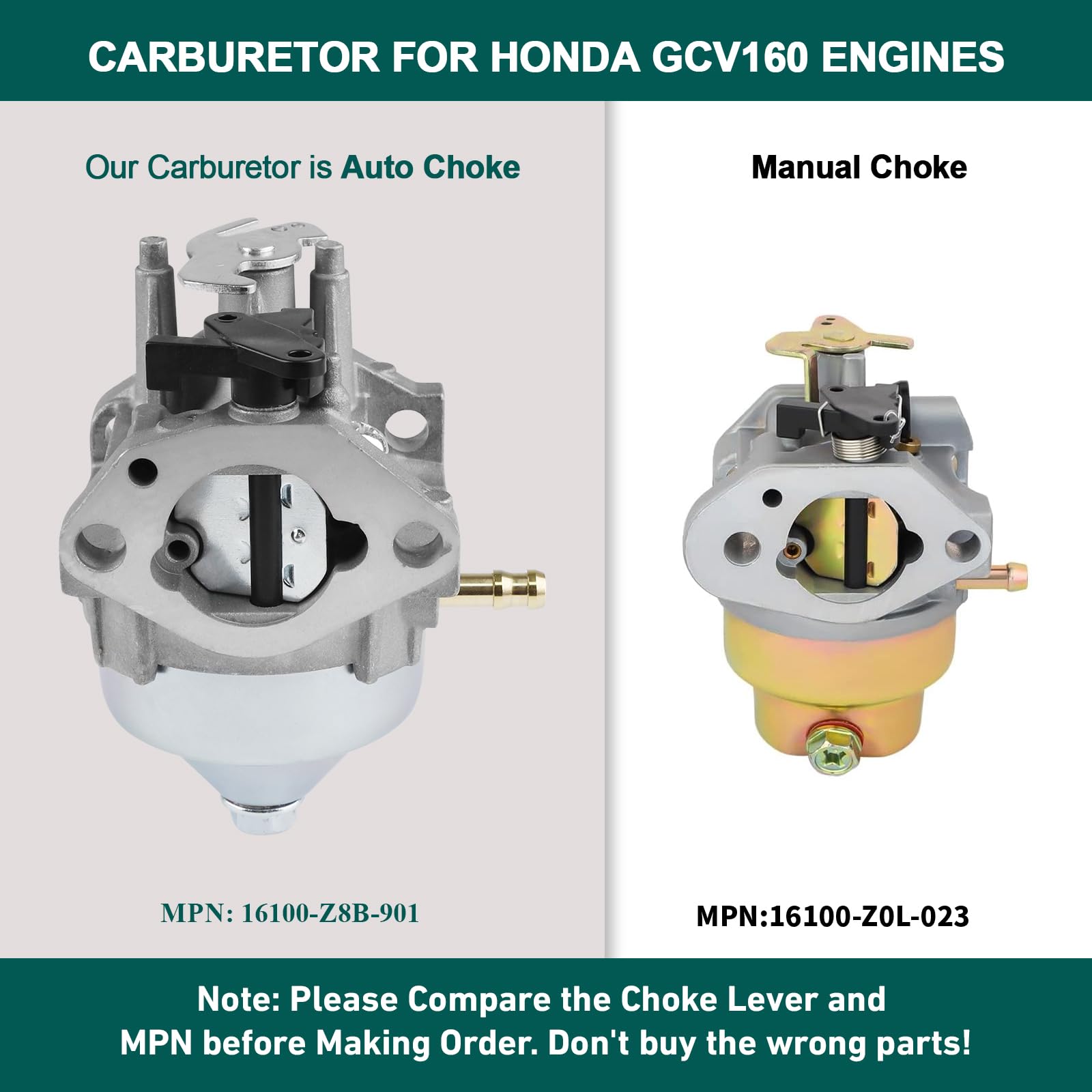 Huztl 16100-Z8B-901 (Bb76A A) Carburetor For Honda Gcv160La0 Gcv160La1 Hrr216K10 Hrr216K9 Hrs216K5 Engines (Auto Choke)
