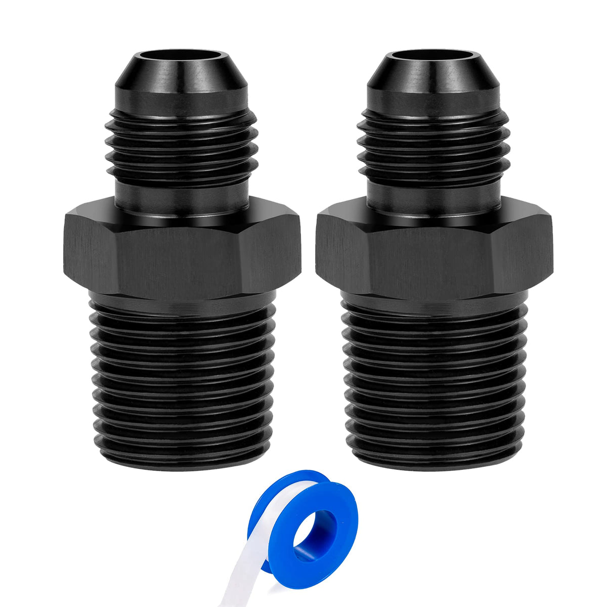 Breezliy 6An Male Flare To 3/8' Npt Pipe Fitting Adapter Aluminum Straight Black 2Pcs