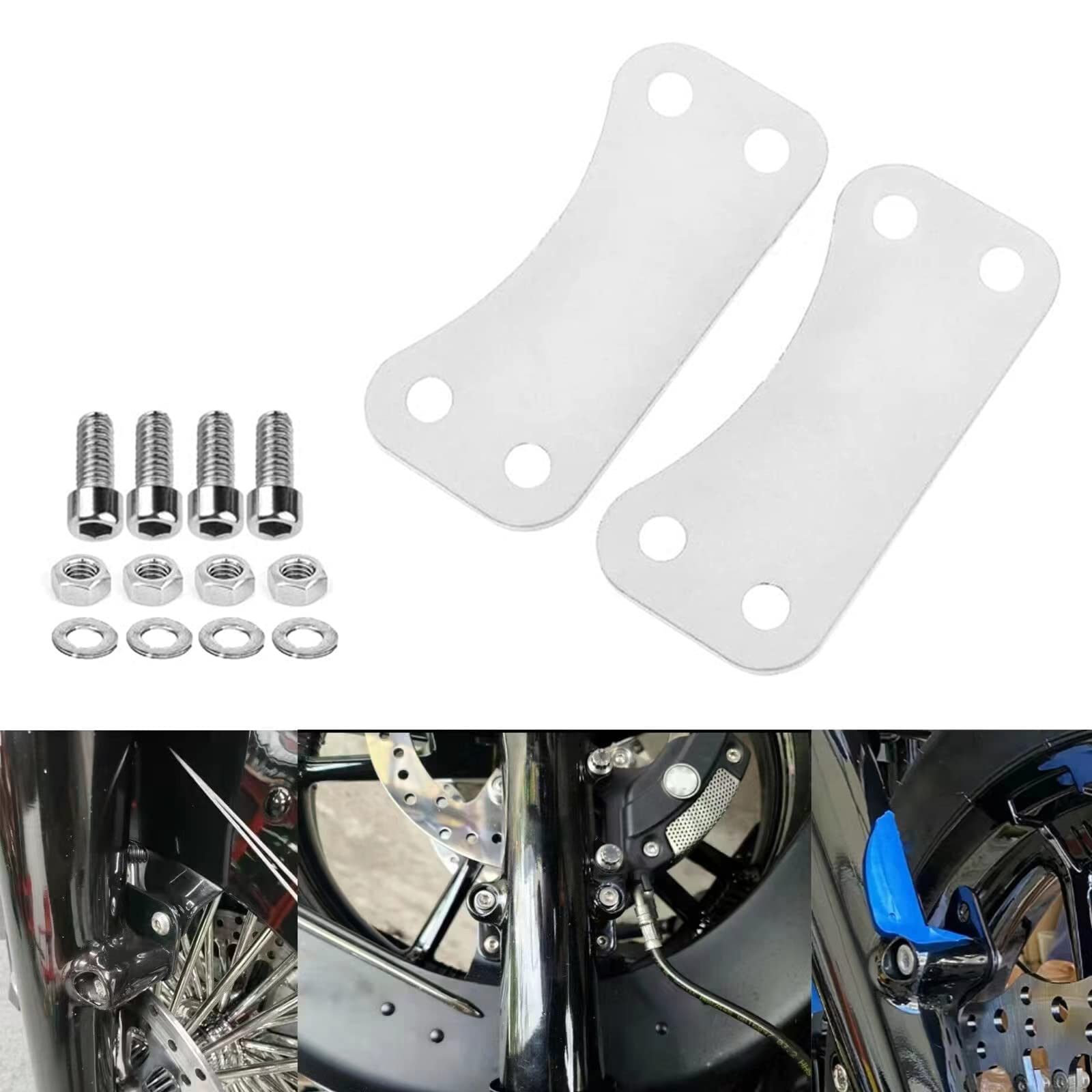 Motorcycle 23 Inch Wheel Fender Lift Riser Brackets Compatible With Harley Touring Electra Glide Road Glide Street Glide Road King Models 2014-2025 (Chrome)