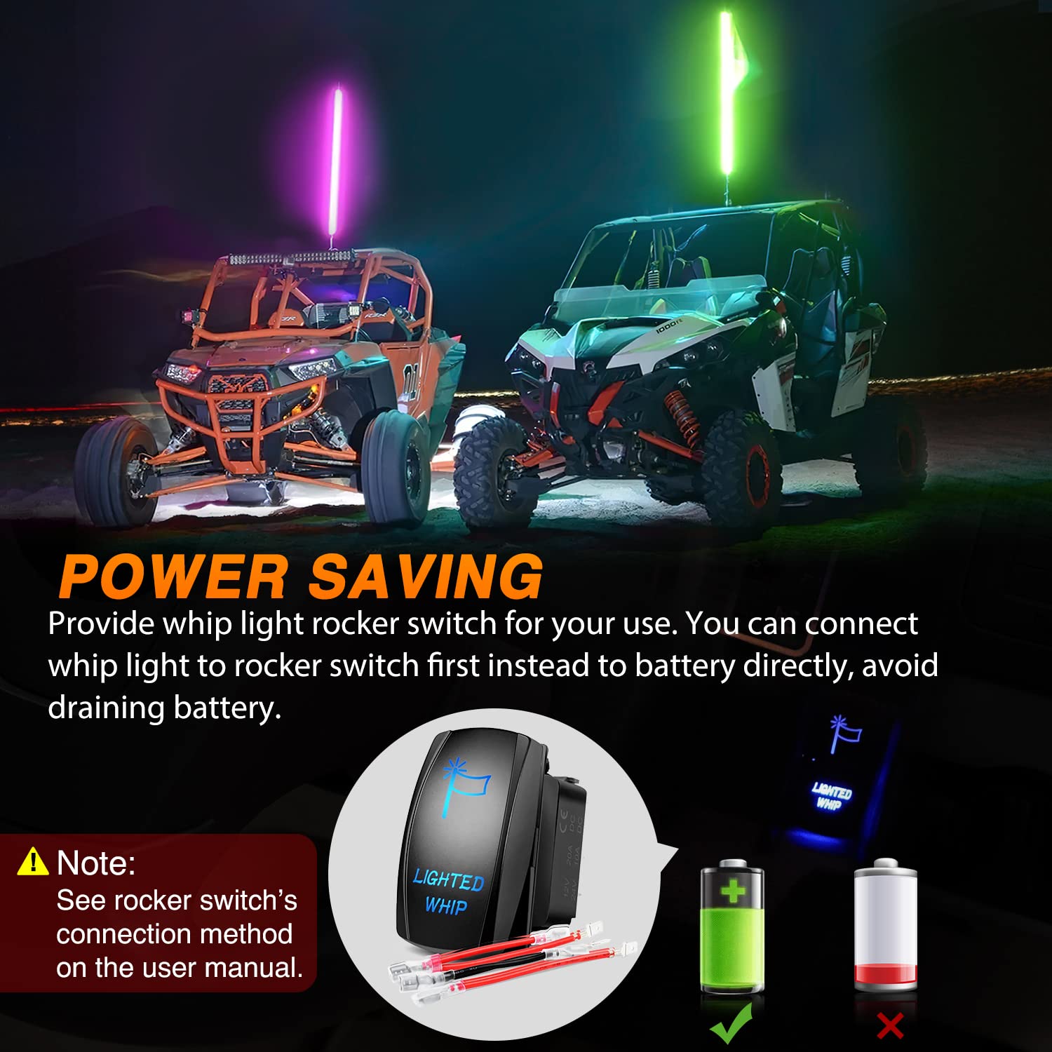 Nilight 1Pc 3Ft Spiral Rgb Led Whip Light W/Rgb Chasing/Dancing Lights Rf Remote Control Lighted Antenna Whips For Can-Am Atv Ut