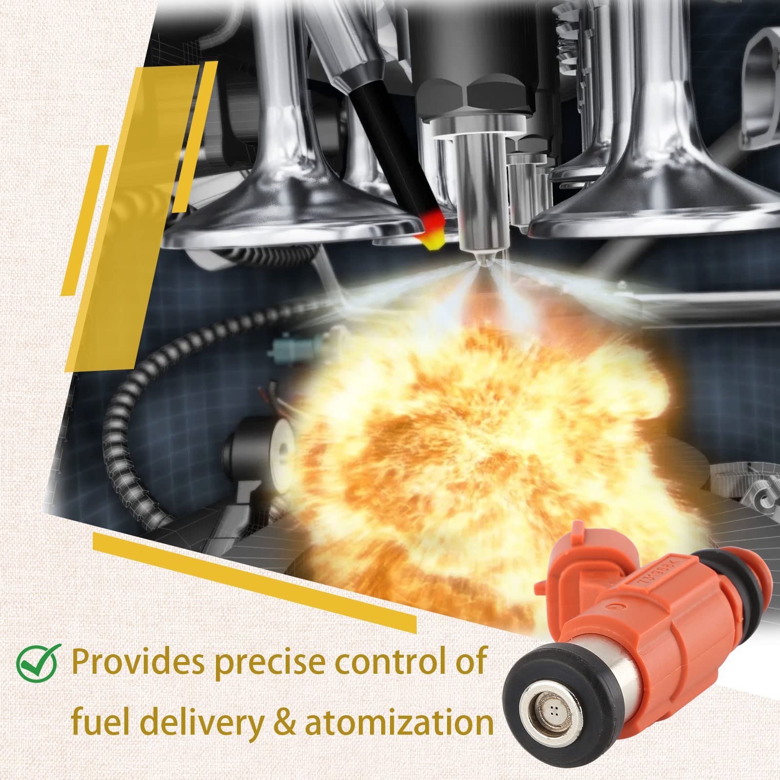 CDH210 OE Fuel Injectors,Compatible with/Yamaha F115 115HP, F150 150HP 4-stroke Outboard,Compatible with/Chrysler Sebring 2001-2