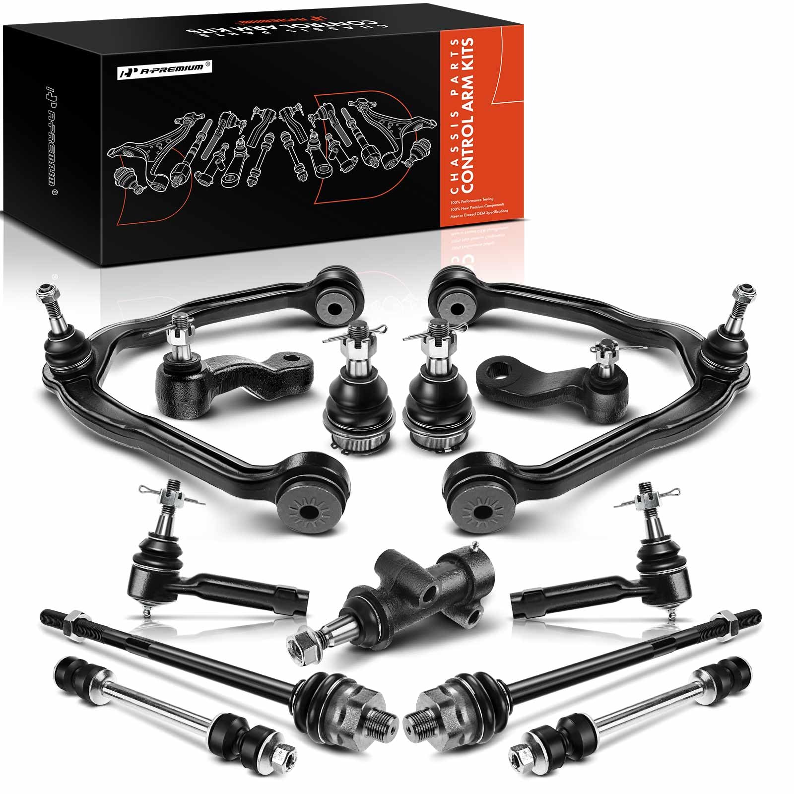 A-Premium 13Pc AWD 4WD Front Suspension Kit, For Chevy GMC Silverado 1500 Sierra 1500 Suburban Avalanche Tahoe Yukon XL Escalade
