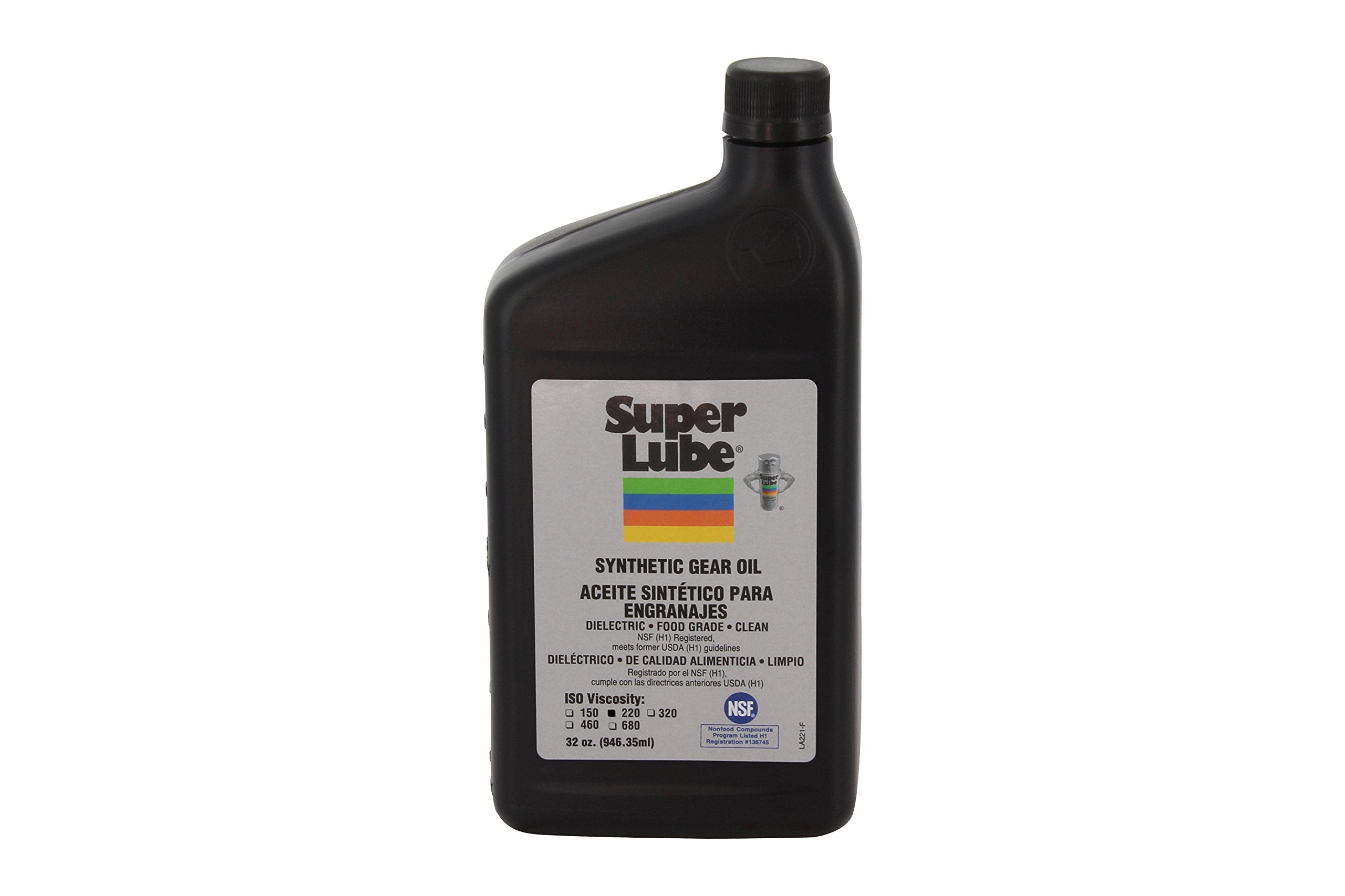 Super Lube Synthetic Gear Oil Iso 220 Hydraulic Grade (Translucent Amber, 1Qt Bottle) | Nsf Certified Food Grade & Clean | Heavy Film Lubricates & Cushions