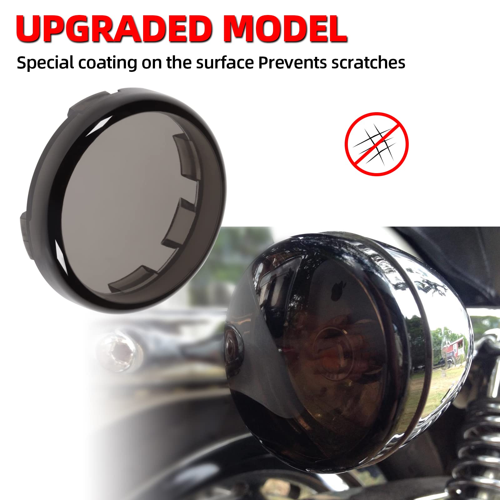Amazicha Smoke Bullet Turn Signal Light Lens Cover - Anti-Scratch, 4pcs Compatible with Harley Davidson 2000-2024