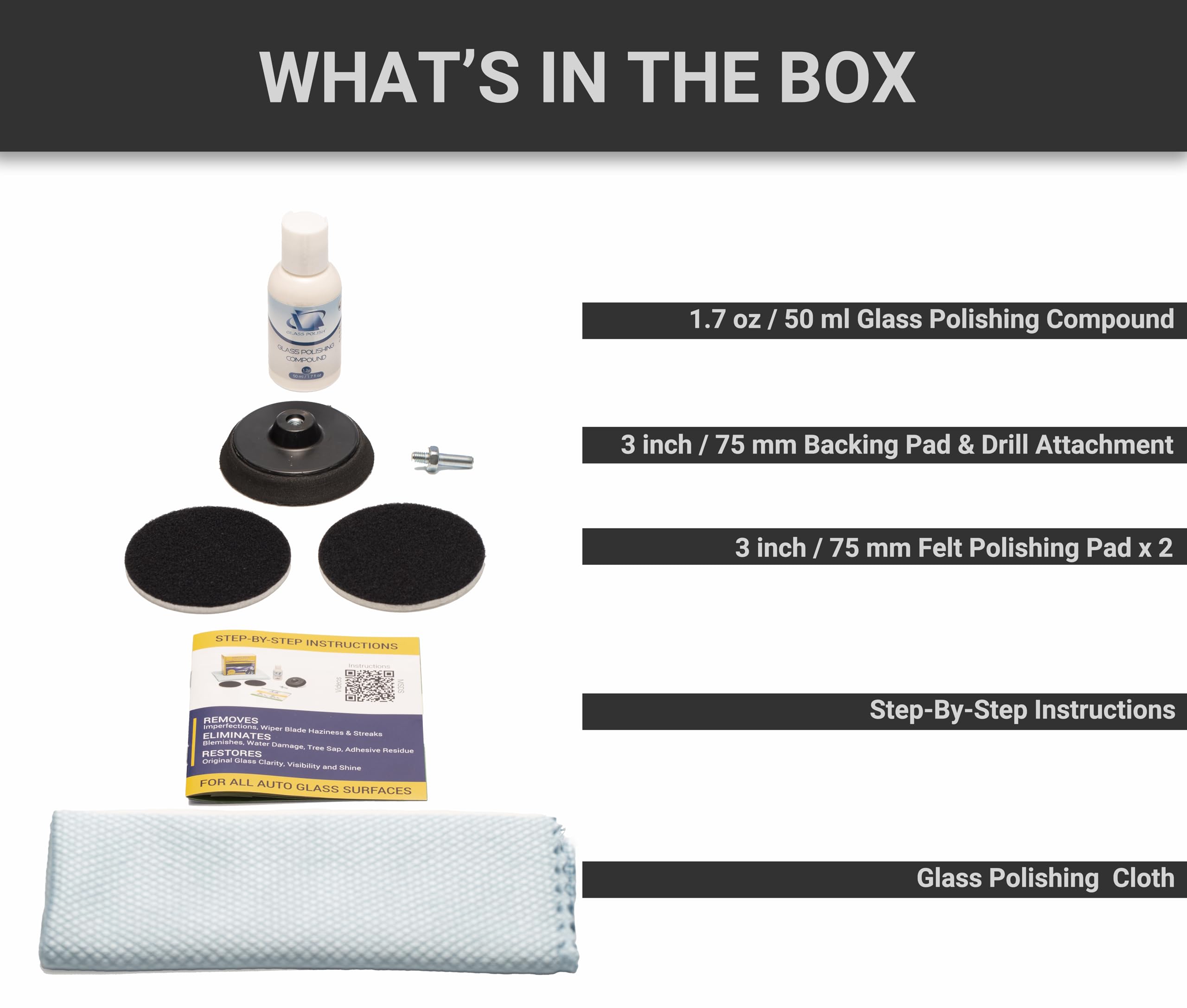 Glass Polish 21005 Diy Windscreen Polishing Kit For Automotive Glass Polishing -  3 Inch With Drill Attachment