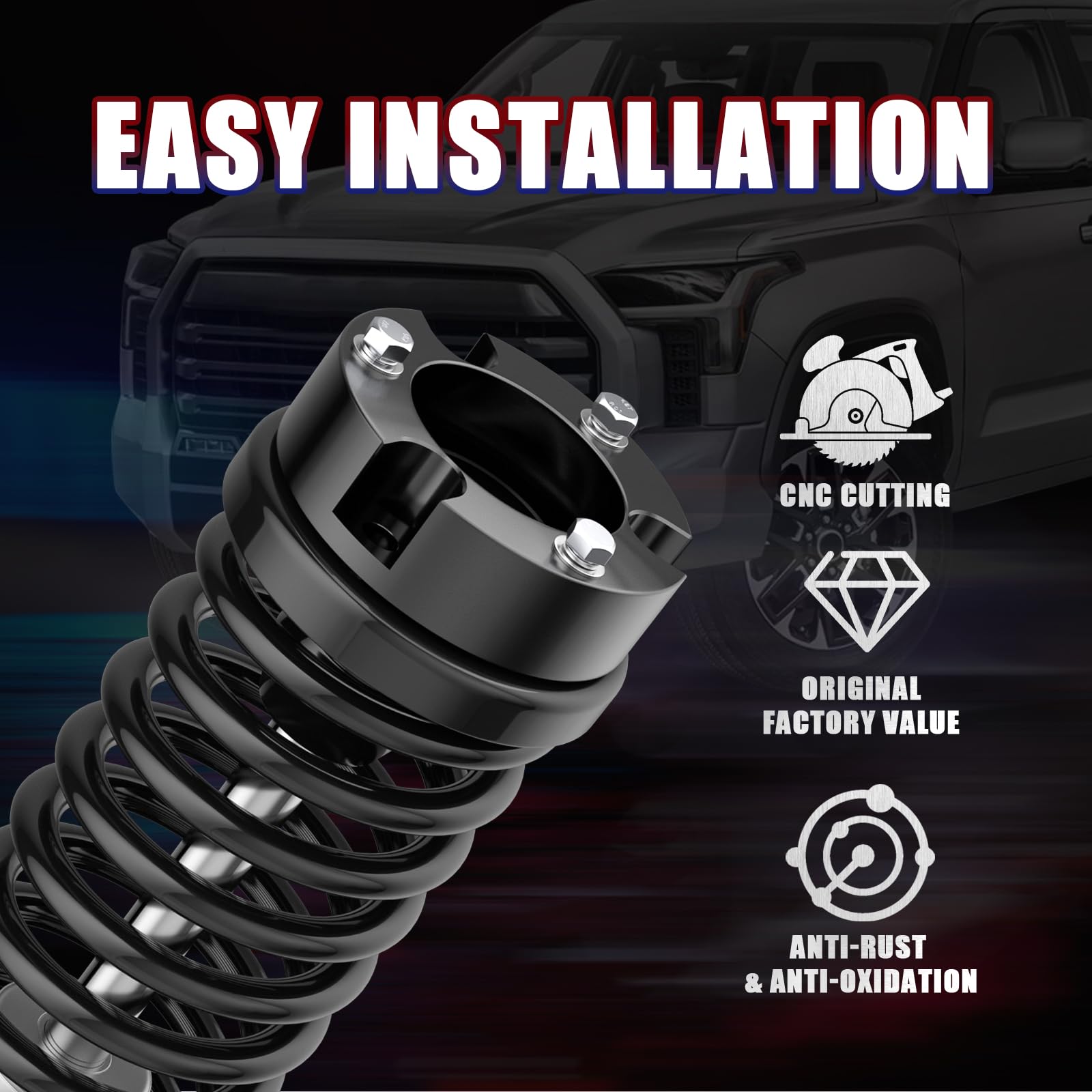 Flycle 3 Inch Front Leveling Lift Kits For 1999-2006 Tundra, 3'' Forged Front Strut Spacers Suitable For Tundra 1999-2006