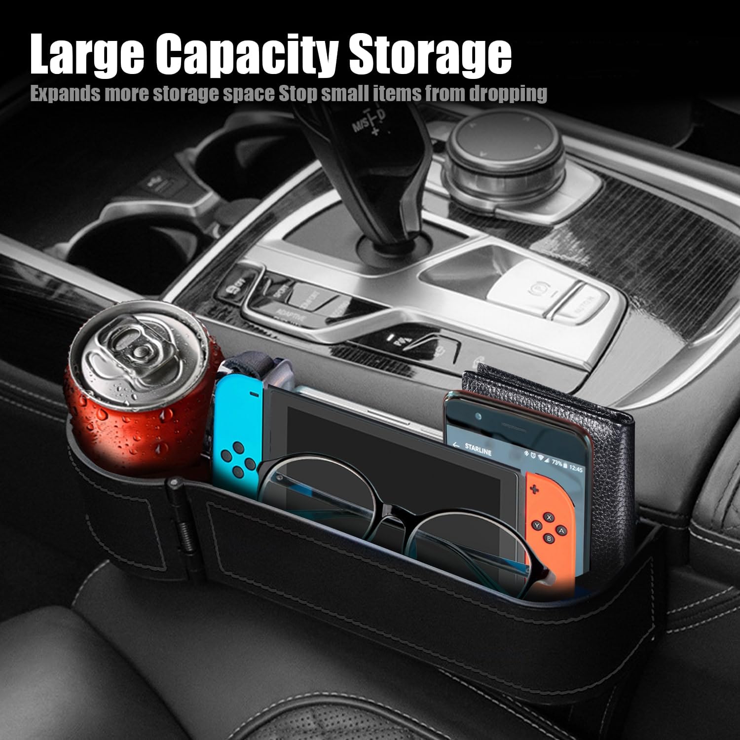 Hiseanllo Car Seat Gap Filler Organizer, 2 Pack Multifunctional Car Seat Organizer with Adjustable Cup Holder, Universal Car Sea