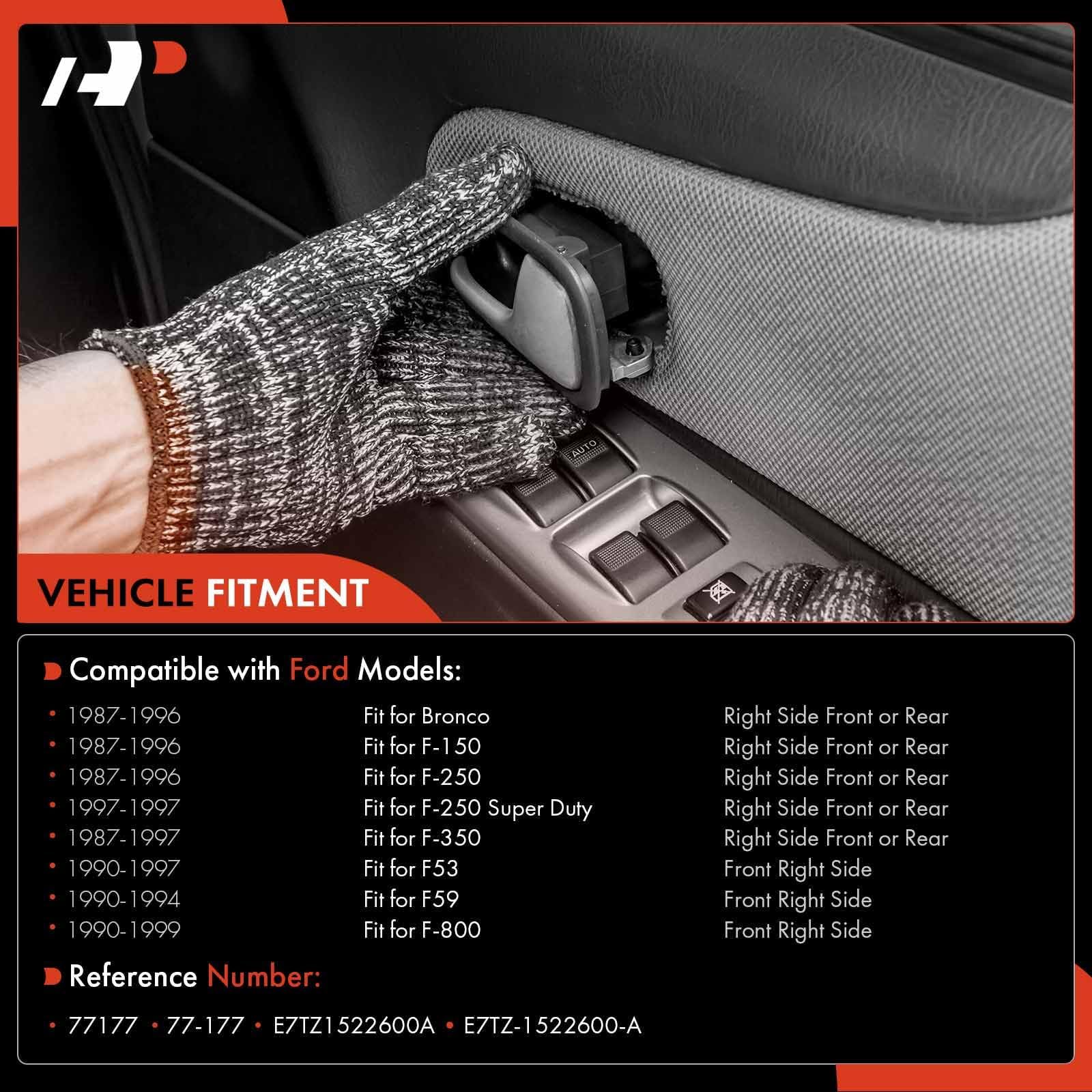 A-Premium - Interior Metal Door Handle Front Rear Right Passenger Side - Compatible with 1987-1997 Ford F150 F250 F350 Bronco F5