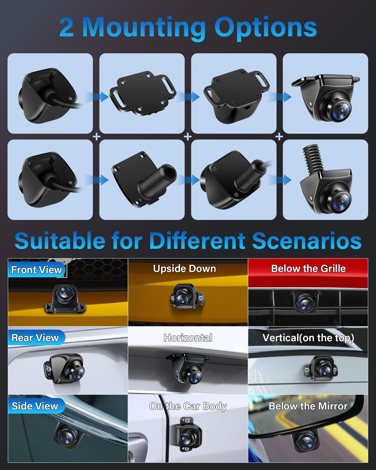 Ahd 1080P Backup Camera 360Rotatable Back Up Camera For Cars Reverse Camera For Truck Super Night Vision Ip69K Waterproof Rear/F