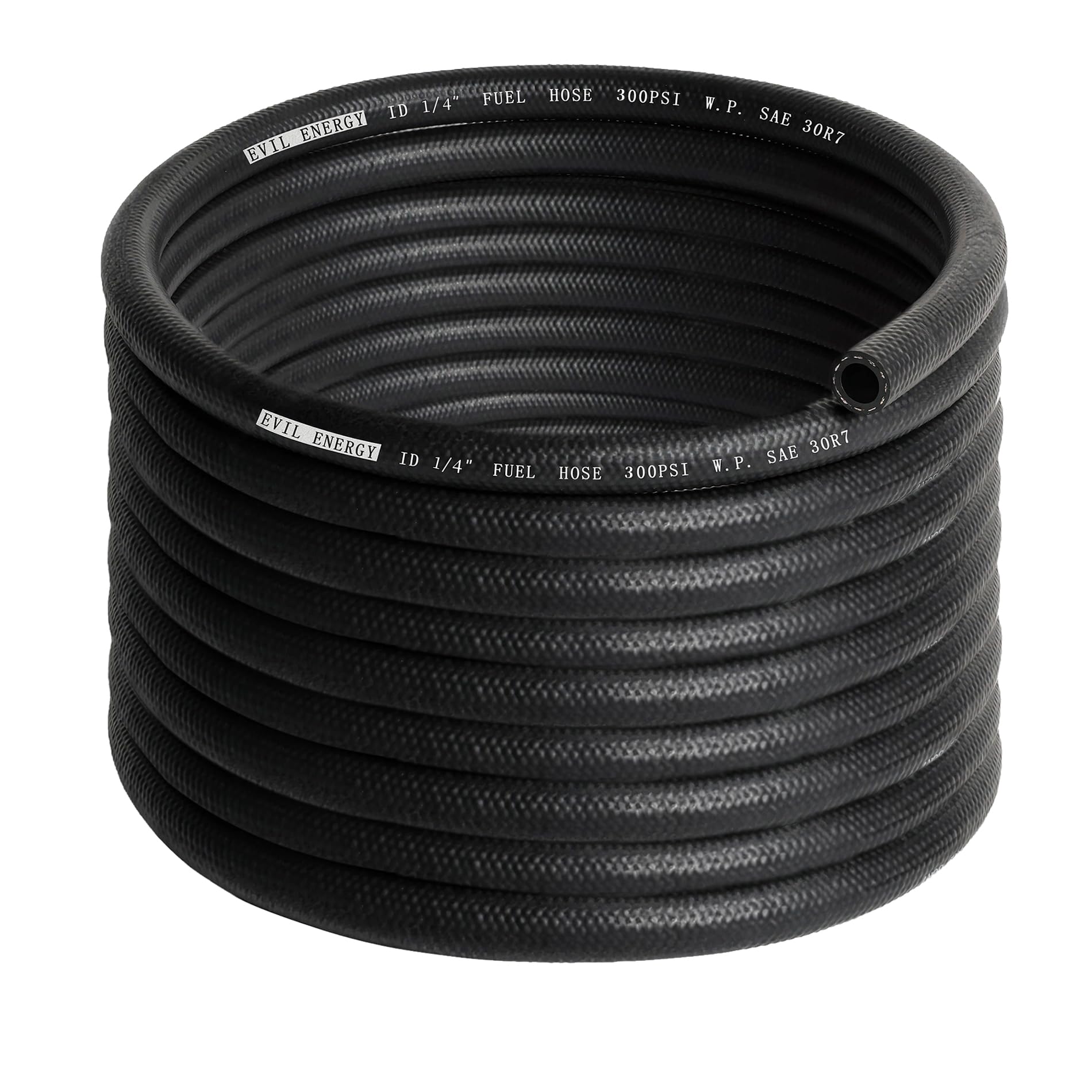 EVIL ENERGY 1/4 Fuel Hose Line Push Lock NBR Rubber SAE 30R7 25FT 300PSI