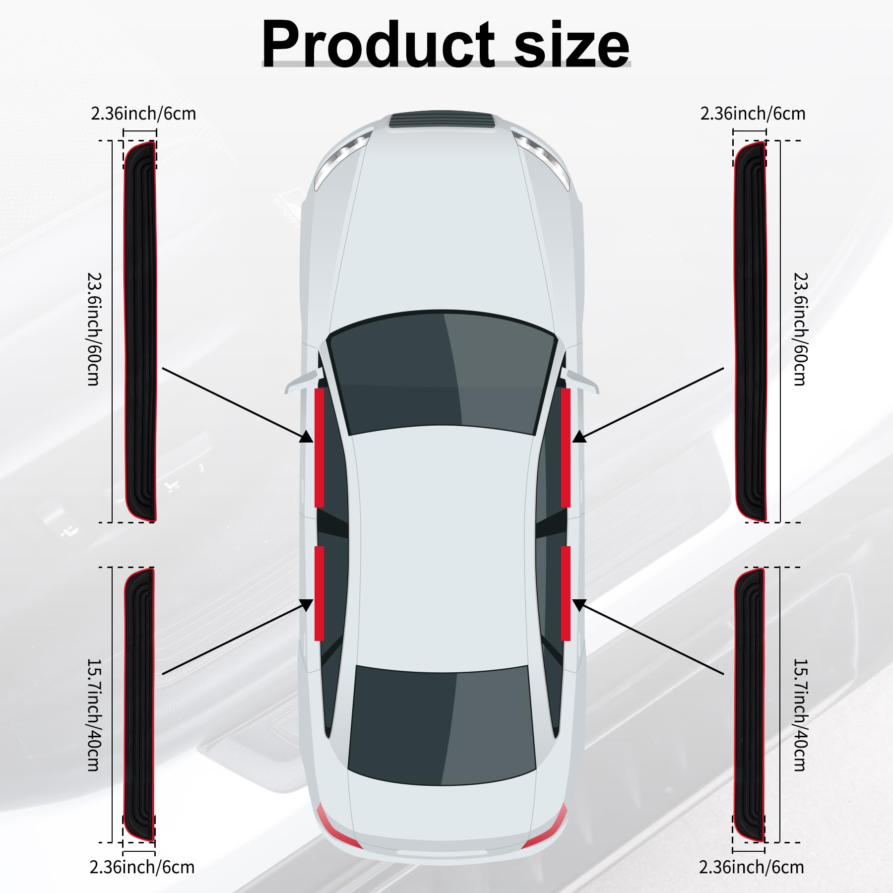 Singaro Car Door Threshold Protection, 4Pcs Door Edge Step Dust Shield Cover, Door Width 23.6X2.36Inch Car/Suv Universal Rubber