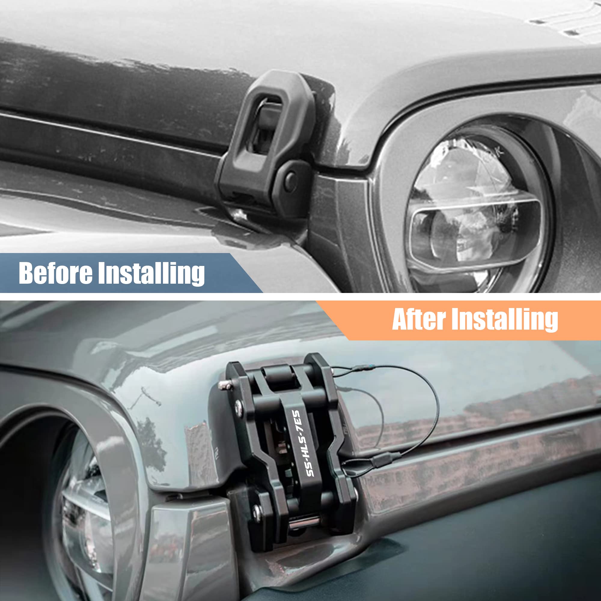 Mwnyo Hood Latches Aluminum Hood Catch Replacement For Jeep Wrangler Jk/Jku 2007-2017, Jl/Jlu 2018+ & Jeep Gladiator 2020+ With