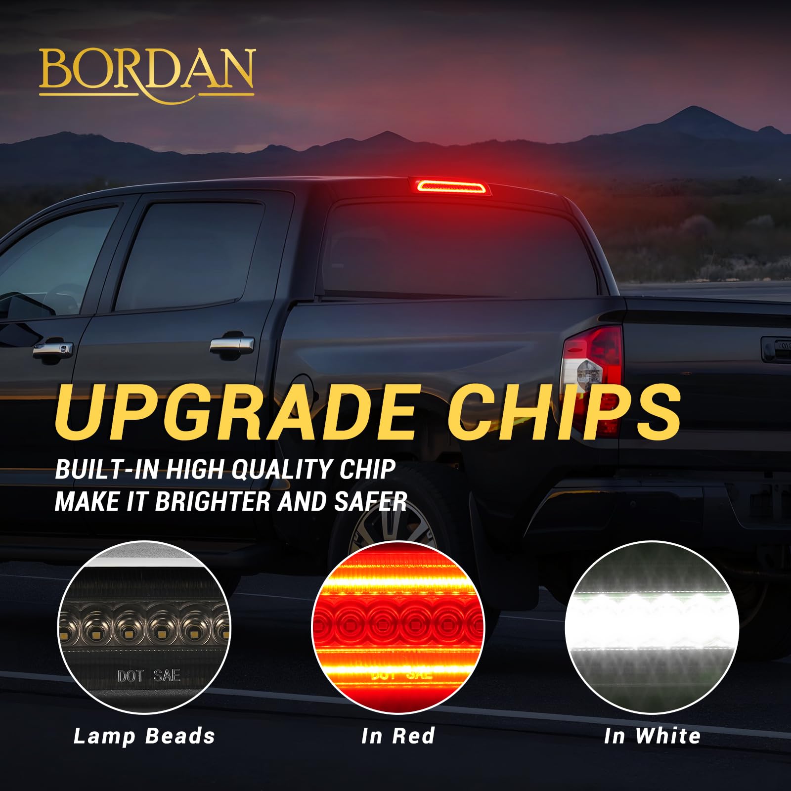 Bordan Third Brake Light Stop Lamp Fit For 2007-2020 Tundra Led 3Rd Brake Lights Rear Cargo Lamp High Mount Stop Light Smoked Le