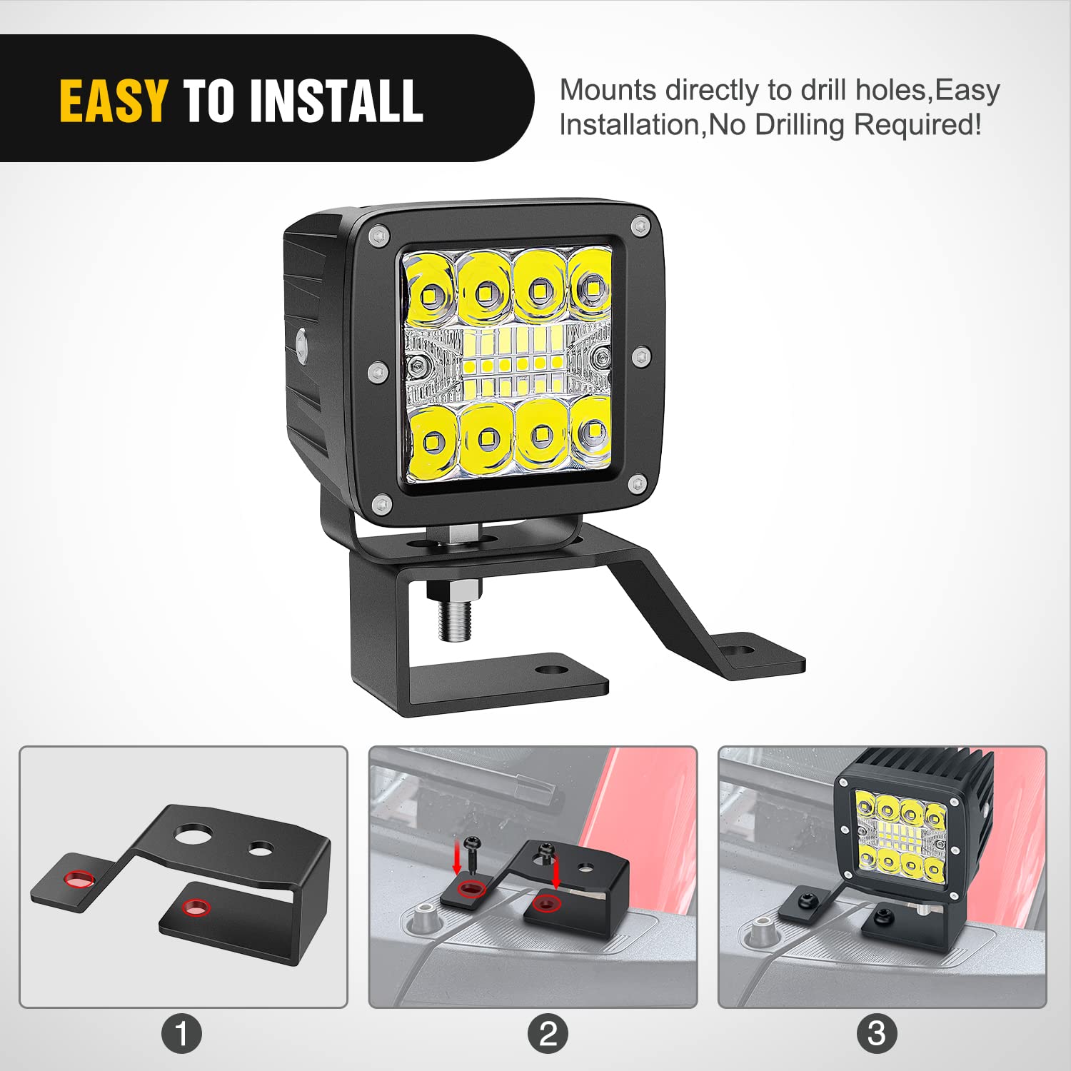 Nilight 2Pcs Lower Windshield Hinge Mounting Brackets A-Pillar Brackets For Offroad Led Fog Light Pods For 2021 2022 2023 2024 F