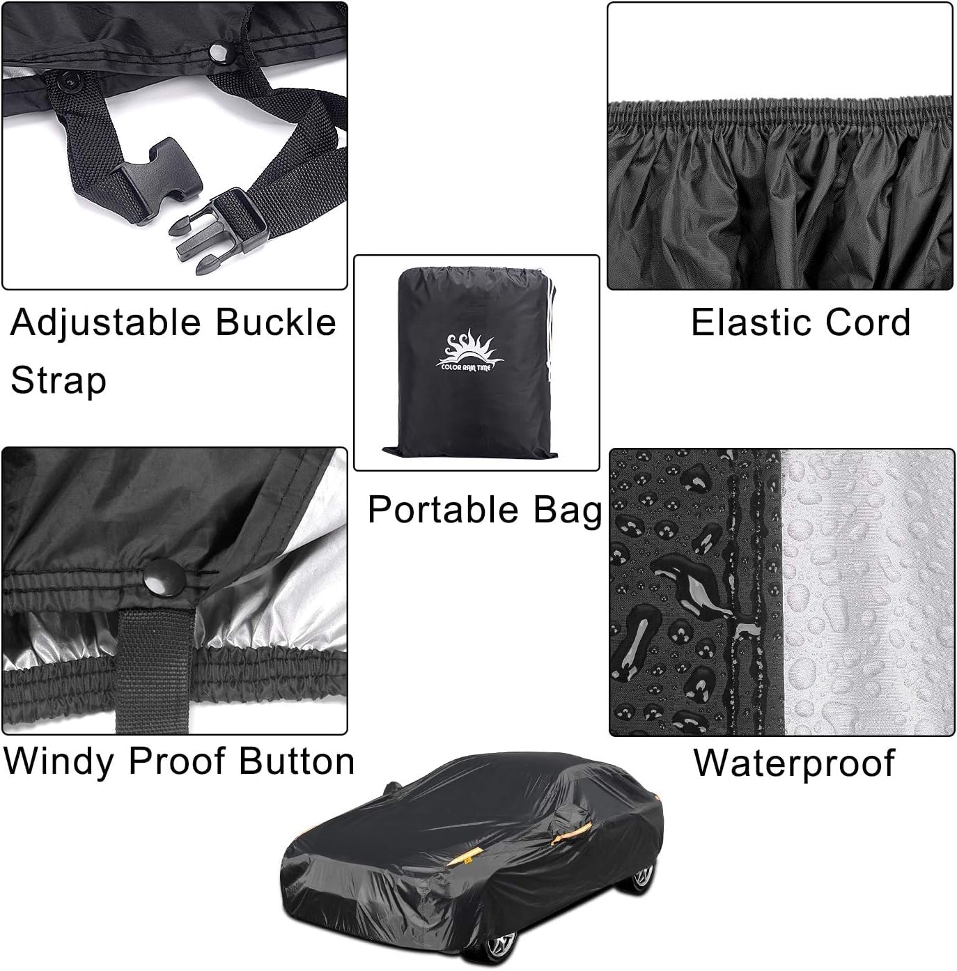Color Rain Time Uv Protection Car Cover Windproof Dustproof Scratch Resistant Outdoor Universal Full Car Covers For Sedan Xxxl