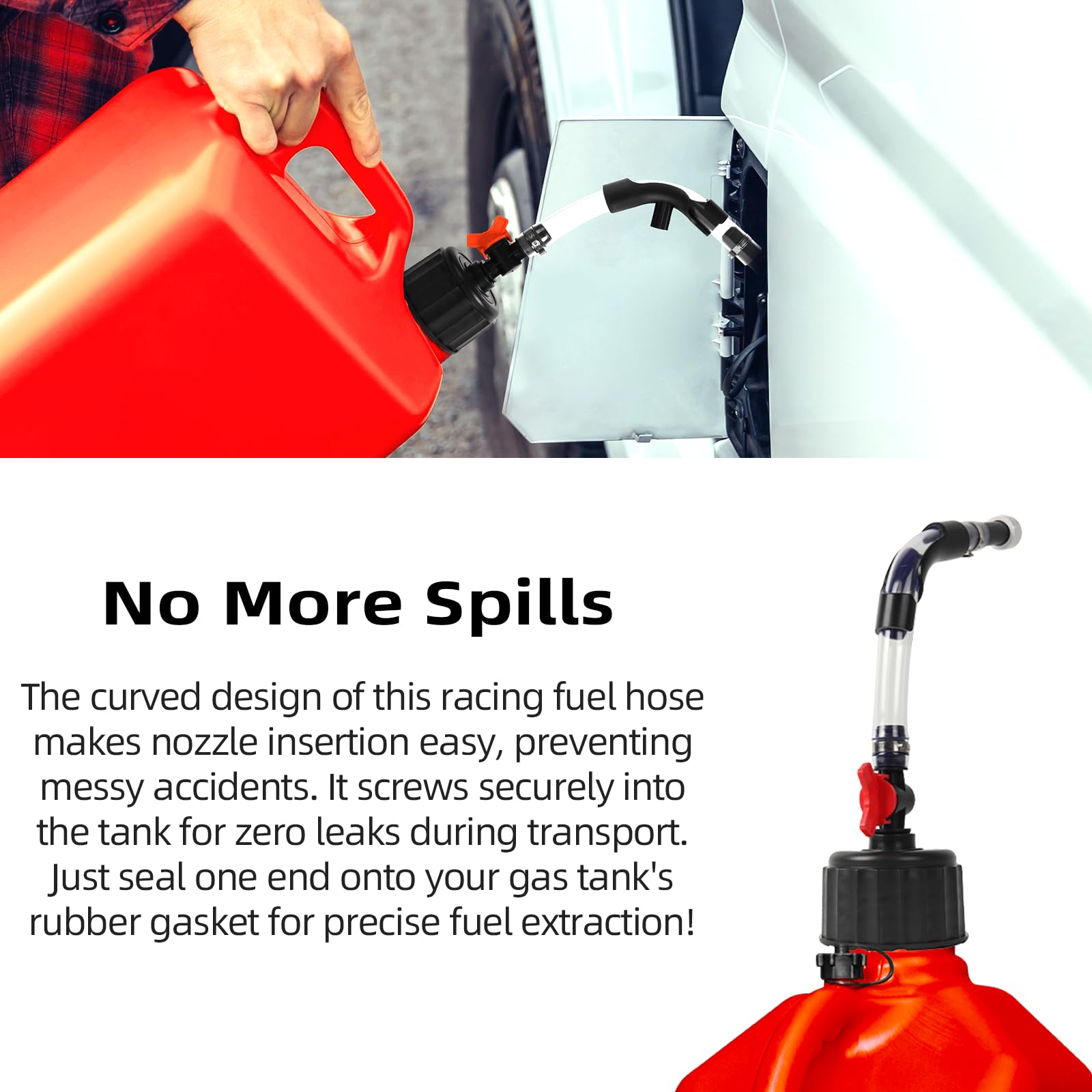 Calvana Fuel Jug Hose 3044 Replacement Kit with 2 Fuel Hoses with Valve, 2 X-Shaped Hose Benders, Tank Cap Plug, Compatible with