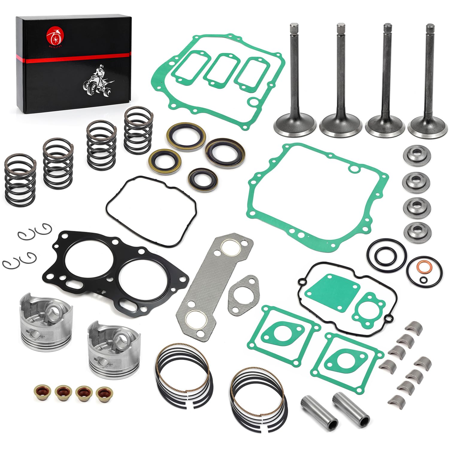 MOTO1988 Top End Rebuild Kit for EZGO Fuji Robin 295cc Golf Cart - Piston, Rings, Gasket, Valves & Springs - 1991-2002 Model