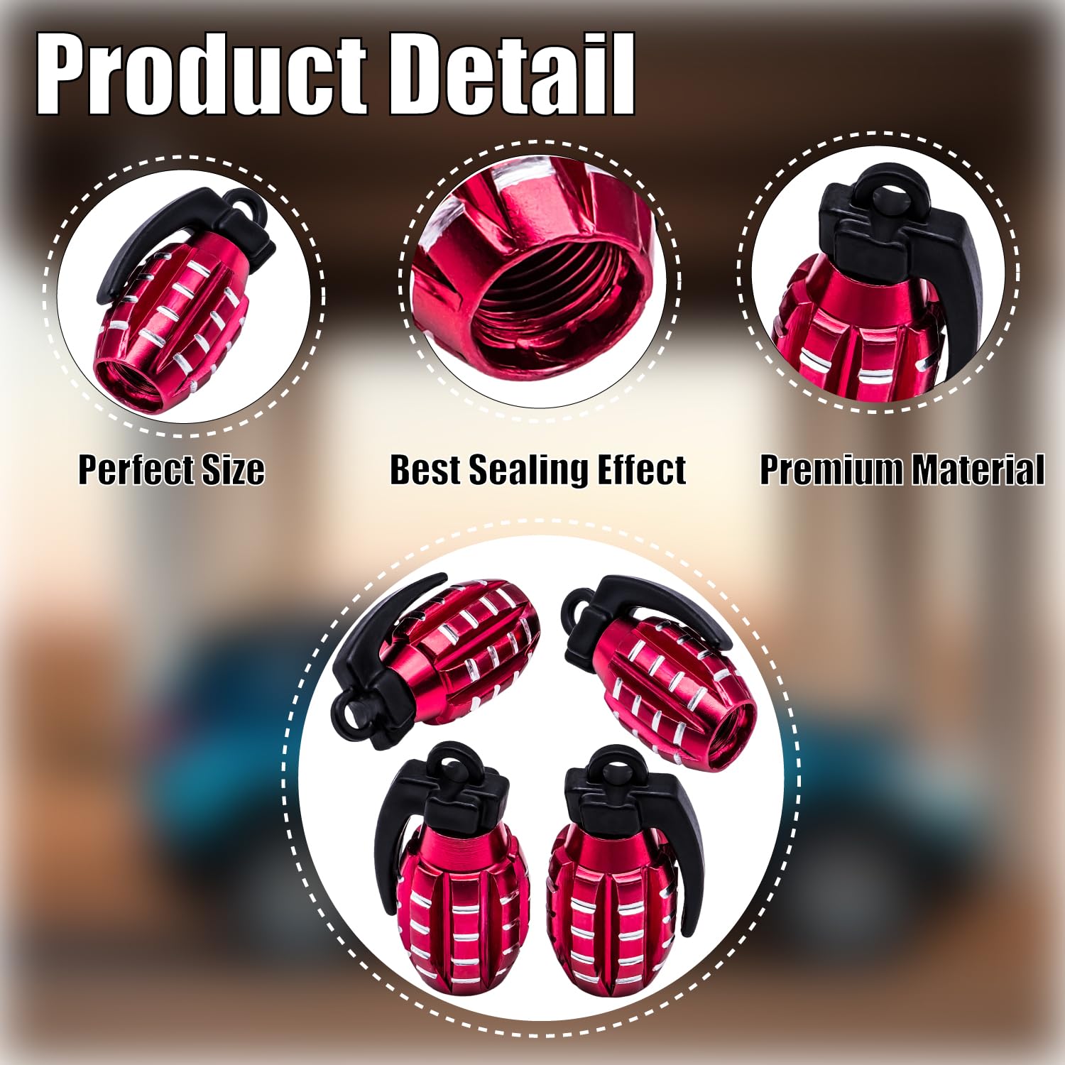 Meajoo 4 Pcs Tire Valve Stem Caps, Aluminium Alloy Tire Valve Stem Covers Universal For Cars, Trucks, Suv, Motorcycles, Bike And