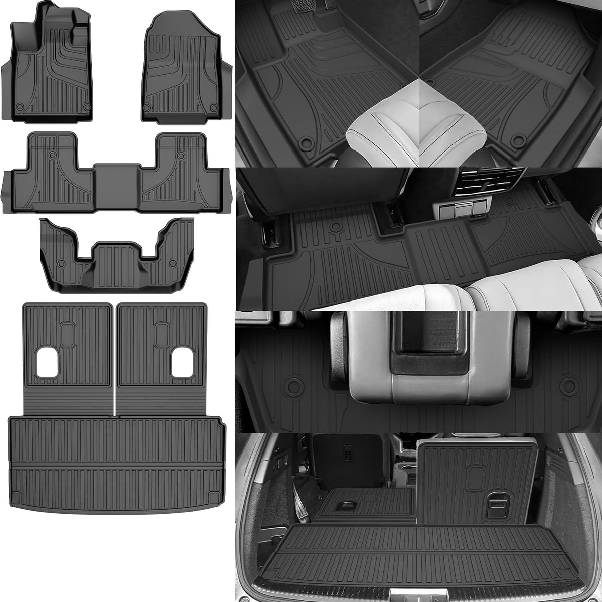 All Weather Floor Mats Fit For 2022-2025 Acura Mdx - Custom Fit Tpe Rubber Floor Liners & Cargo Mat & Backrest Mat - Odorless Ca