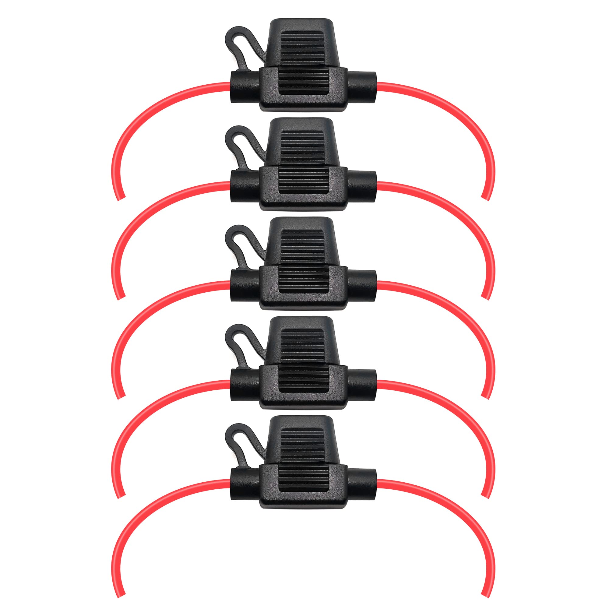 Vantronik Waterproof Inline Fuse Holder 5 Pack For Mini Fuse,18 Gauge Awg Wire Ul1015, Fit For Mini Blade Fuse, 12 Inches Long