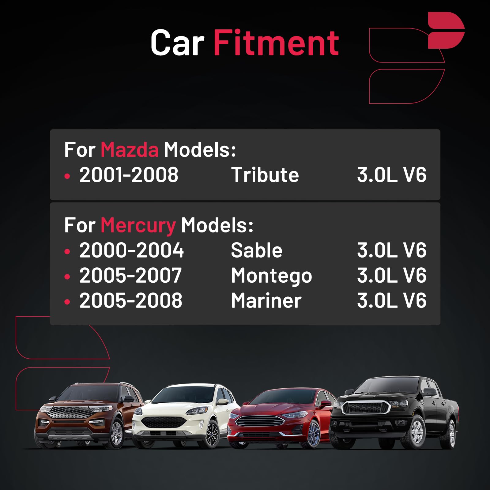 Bdfhyk 6Pcs Spark Plug Compatible With Mazda Tribute Mercury Mariner Montego Sabler,Import Material 3.0L V6 Replacement For Sp-4