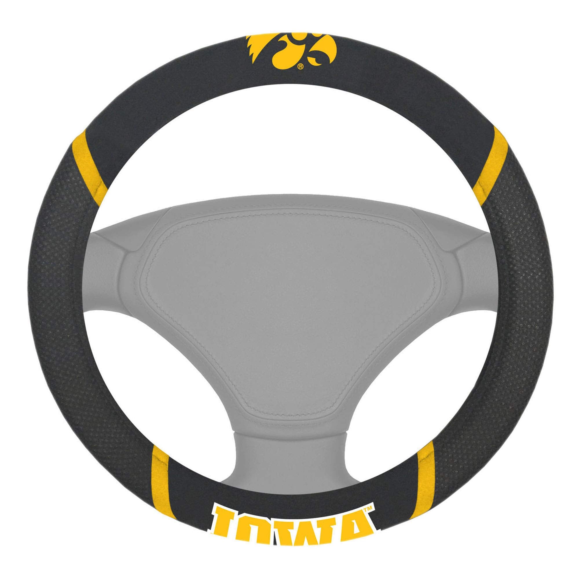 FANMATS 14903 Iowa Hawkeyes Embroidered Steering Wheel Cover 15 x 15