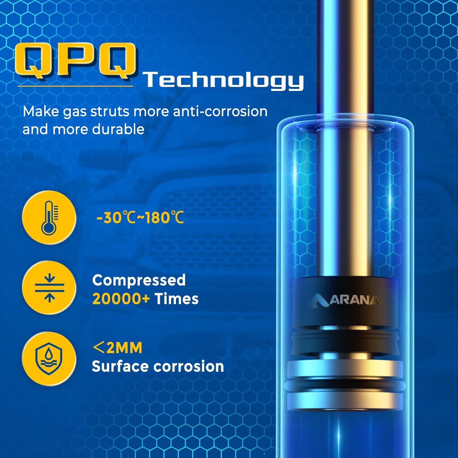 Arana Liftgate Struts For Hyundai Accent 2012-2017, Rear Hatch Lift Support Tailgate Shocks Fits 2012-2017 Hyundai Accent Base/G