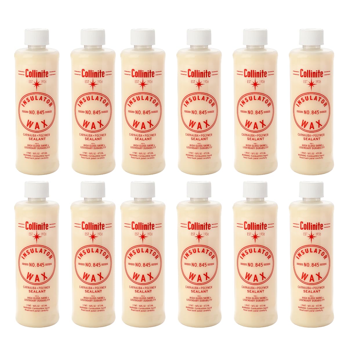 Collinite 845 Insulator Wax - Carnauba+Polymer Sealant, High Gloss, Durable Beading & Long-Lasting Paint Protection for Cars, Bo