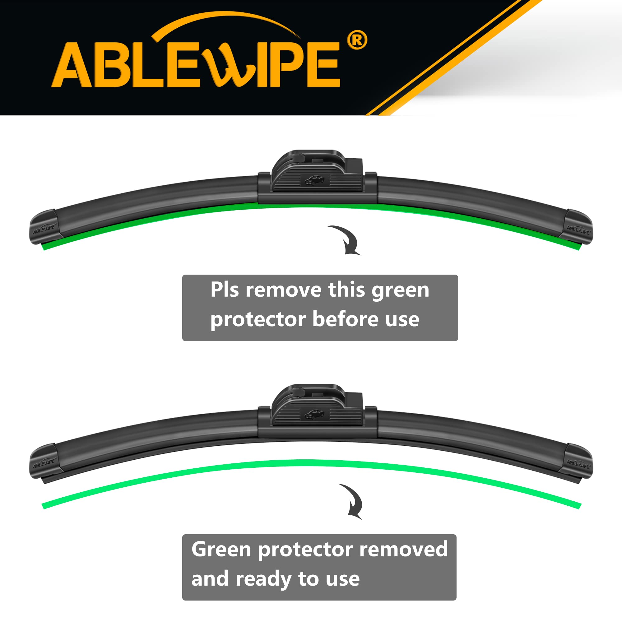 Ablewipe Windshield Wiper Baldes, 20 Front Window Wiper Blades Model: 18O13B (1 Piece)