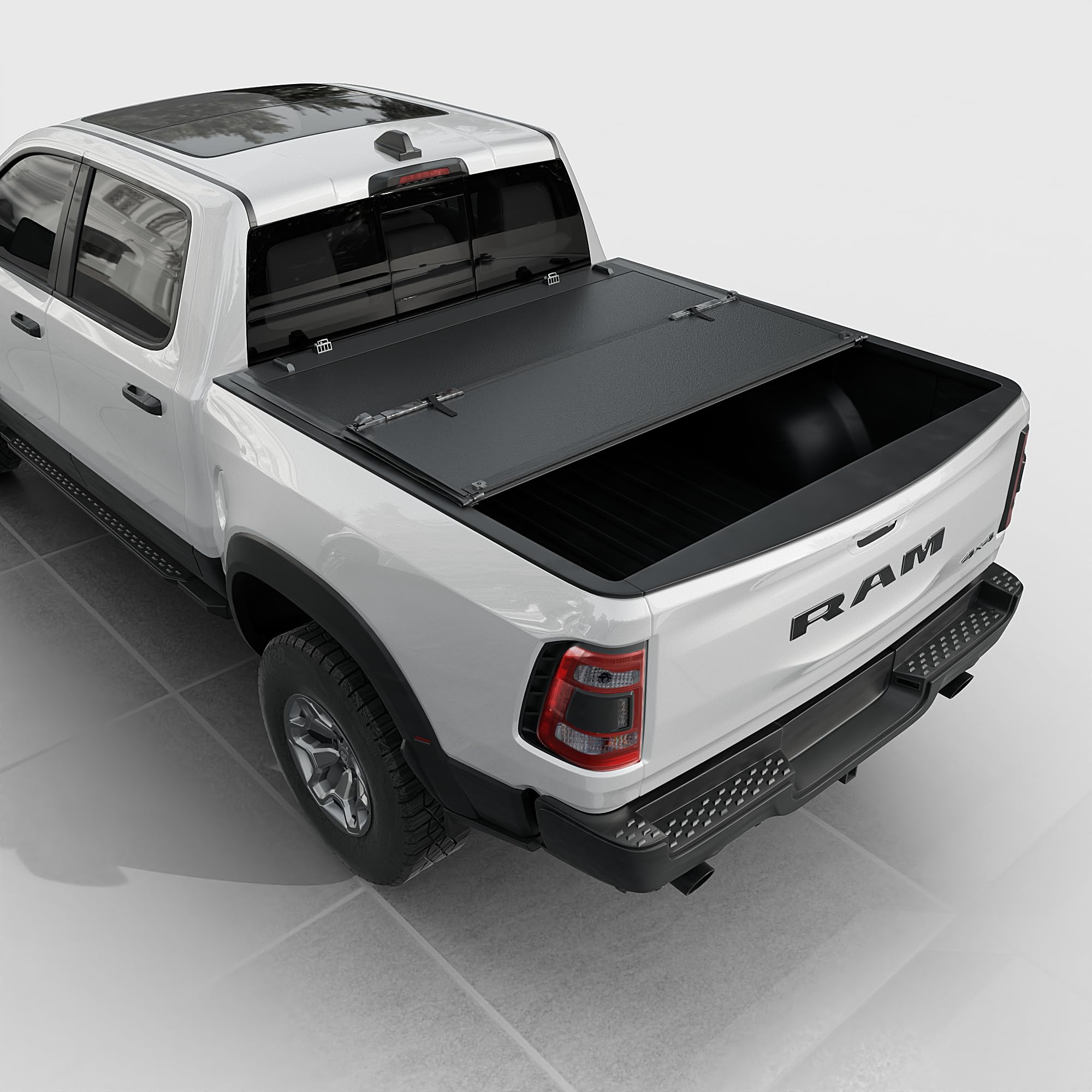Toptiny Low Profile Hard Folding Truck Bed Tonneau Cover Fits 2019-2025 Dodge Ram 6'4'' Bed (76.3'')
