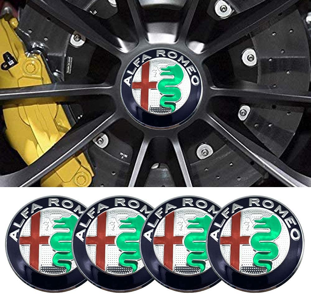 Jdclubs 4Pcs 2.22Inch Car Logo Abs Material Wheel Center Cap Sticker Wheel Emblem Badge Logo Stickers (Fit Alfa Black)