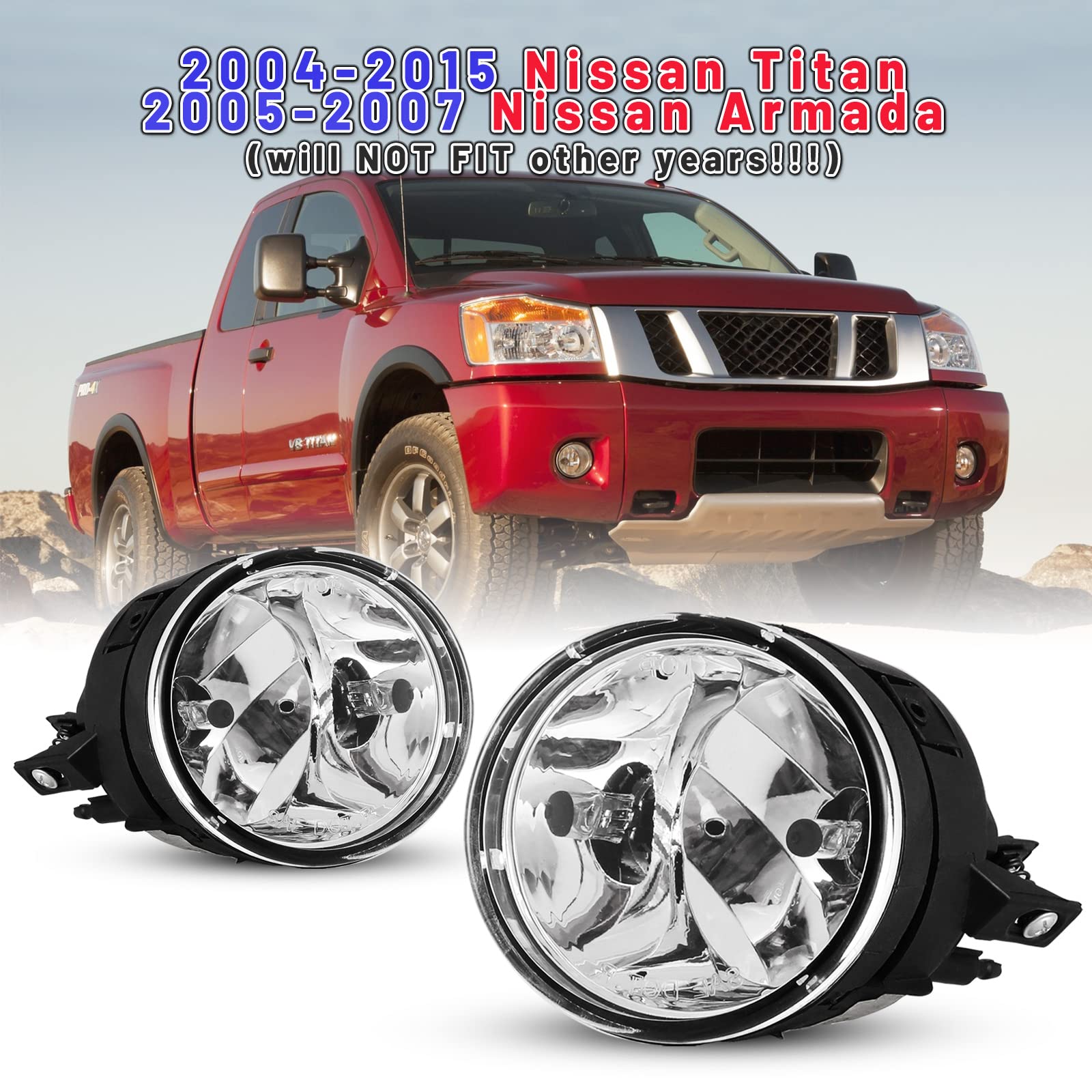 Fog Lights Lamp Compatible For Nissan Titan 2004-2015 Assembly For Nissan Armada 2005 2006 2007