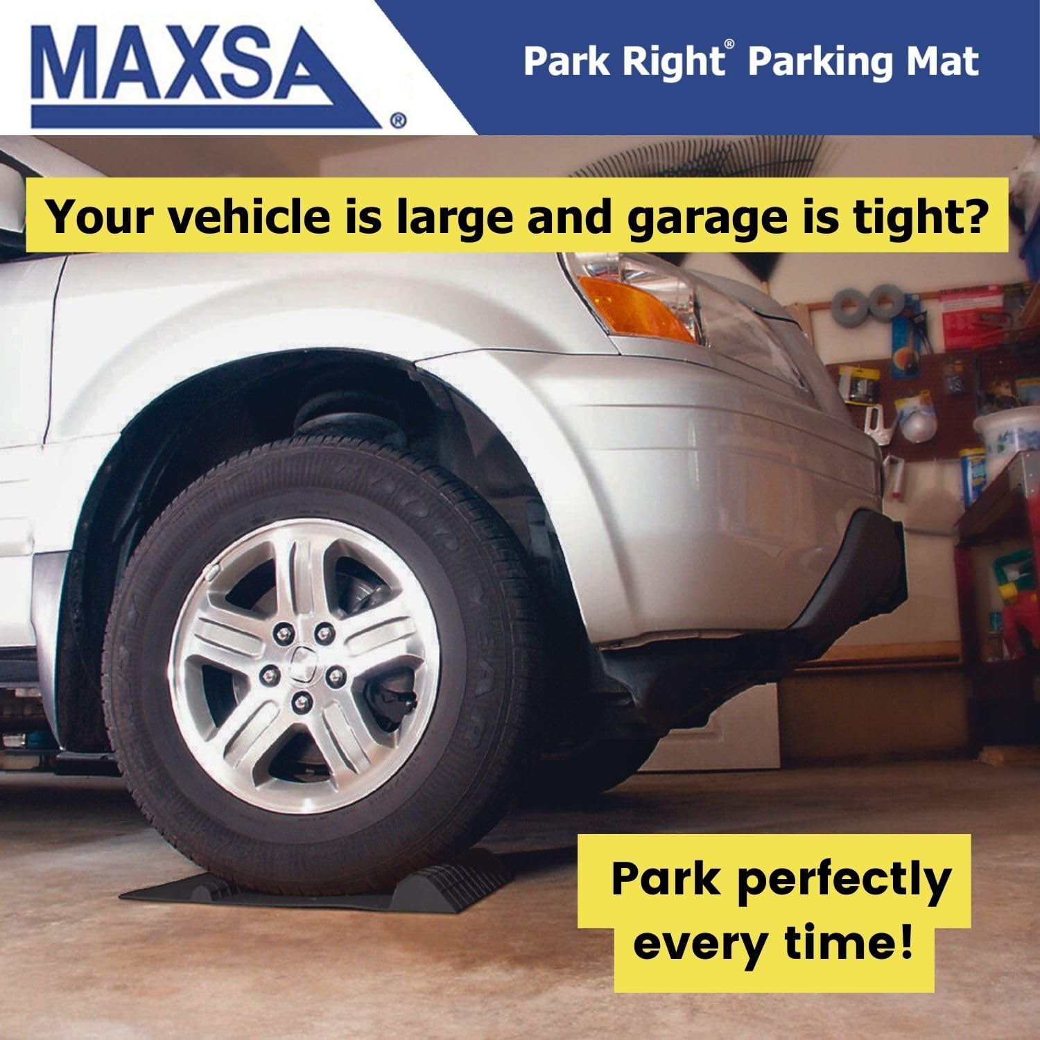 Maxsa 37358-RS Park Right 21'' x 11'' x 2'' Parking Mat, Black